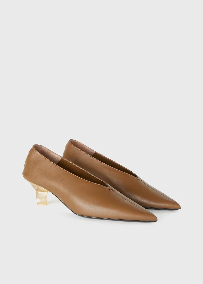 Scarpa in pelle marroni con tacco plex 02WLESH005LE02MUD001 RETORI