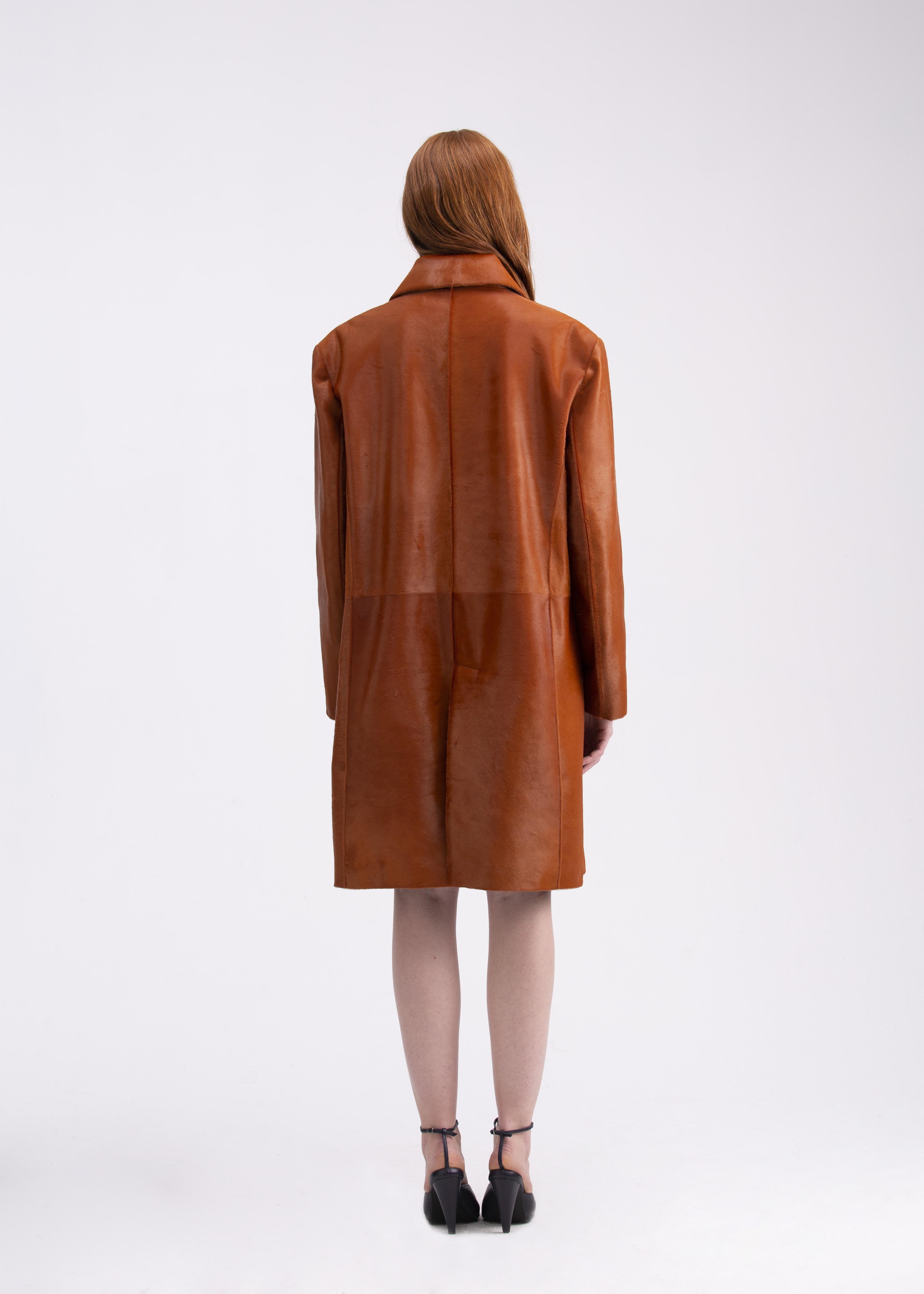 Cappotto con spalline in cavallino color mattone CP03MATTONE GENTE