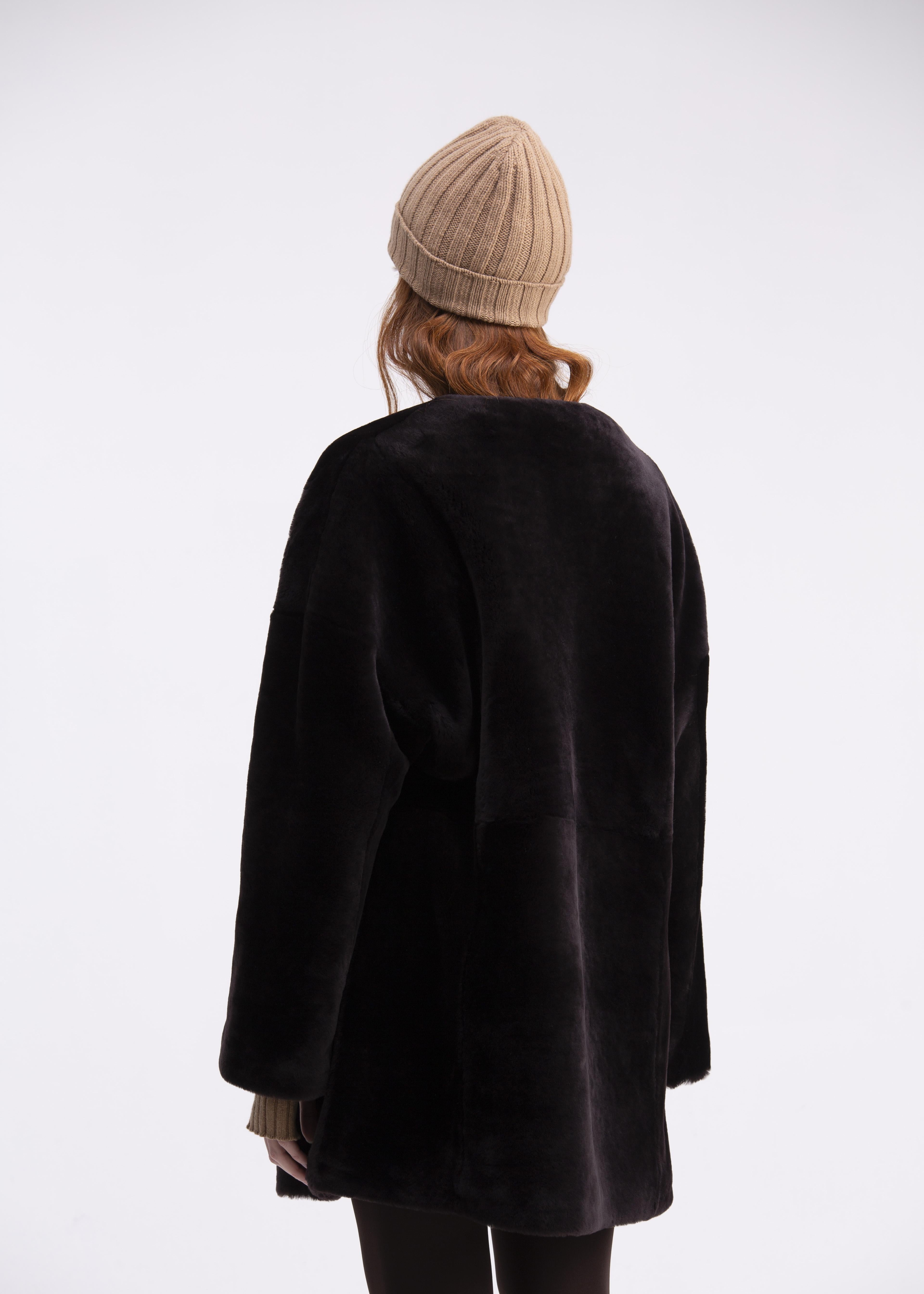 Caban girocollo in castor merino color testa di moro CP02TESTA DI MORO GENTE