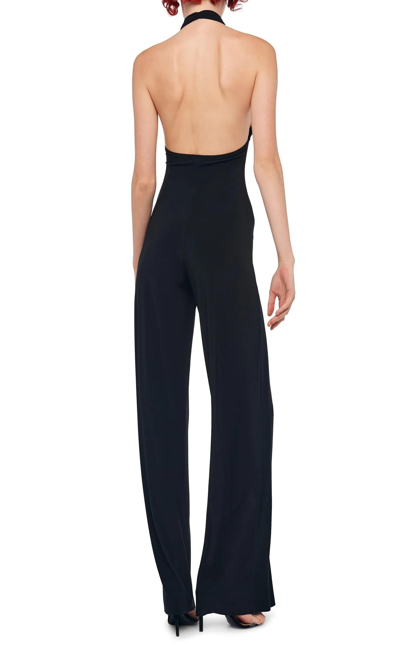 Tuta nera con scollo incrociato KK225JPLQ38001BLACK NORMA KAMALI