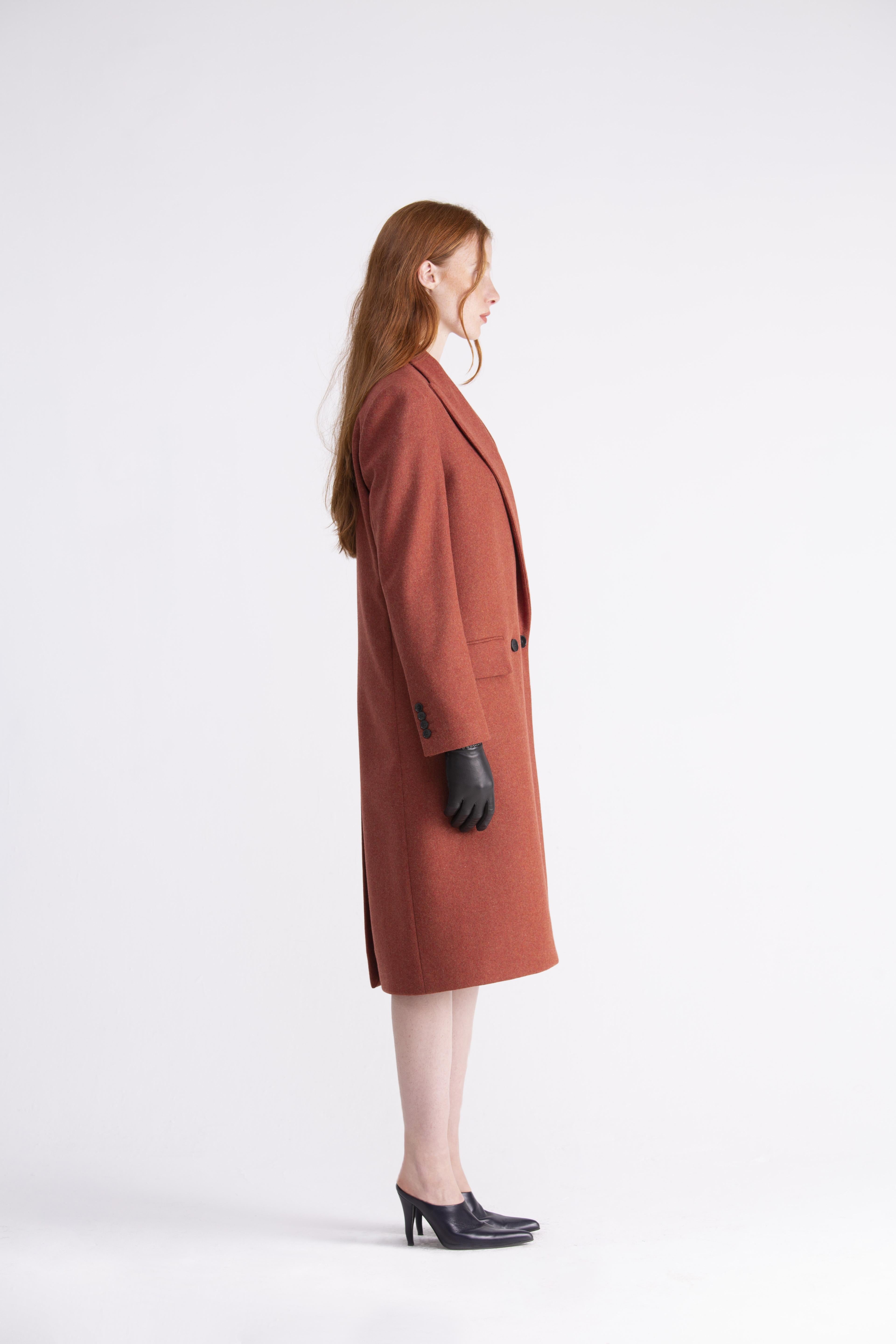 Cappotto lungo color ruggine dalla costruzione strutturata CP01ROA1027440 GENTE