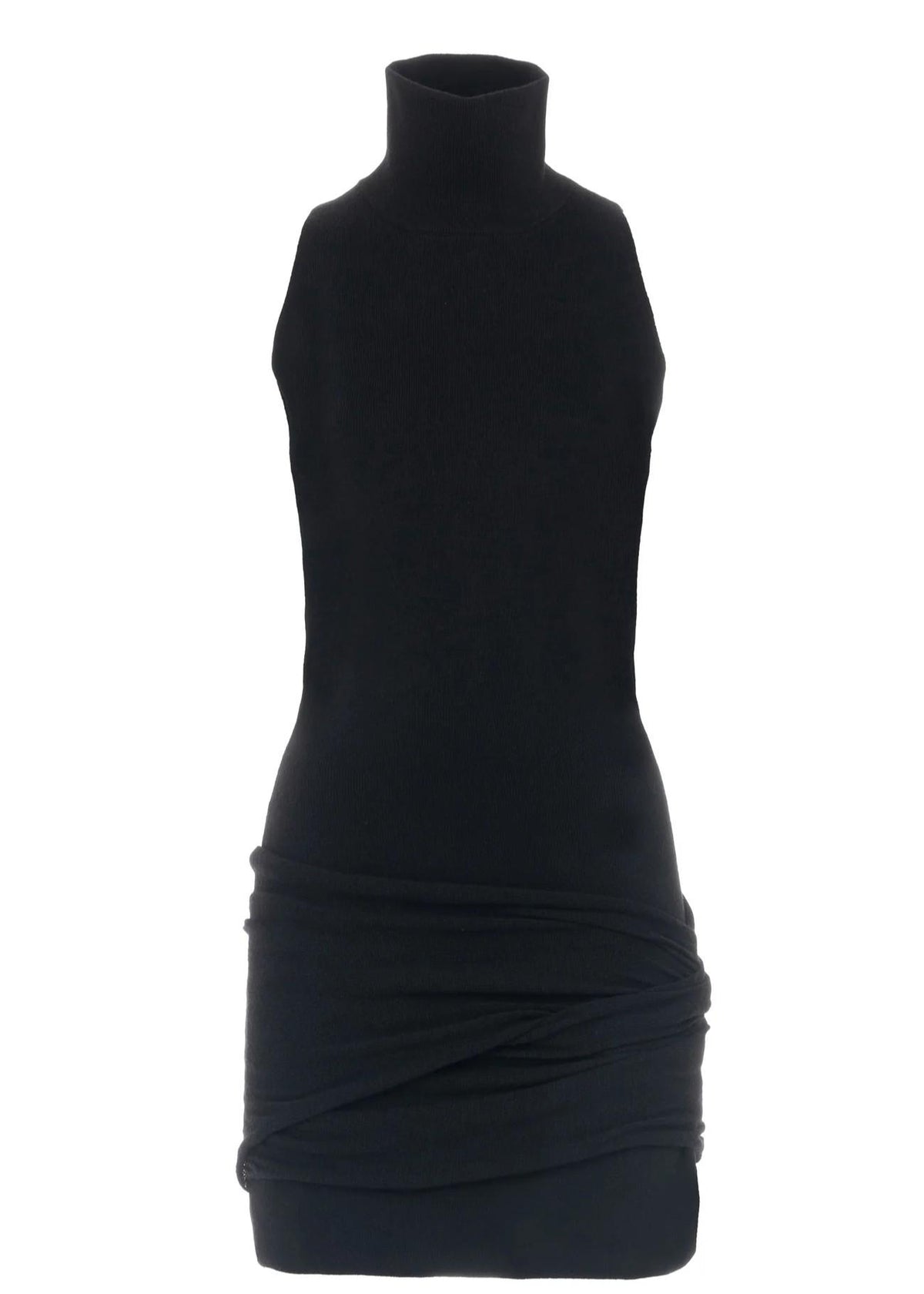 minidress nero in maglia con collo alto e drappeggio frontale 8607R10004 LES FILLES D'EVA