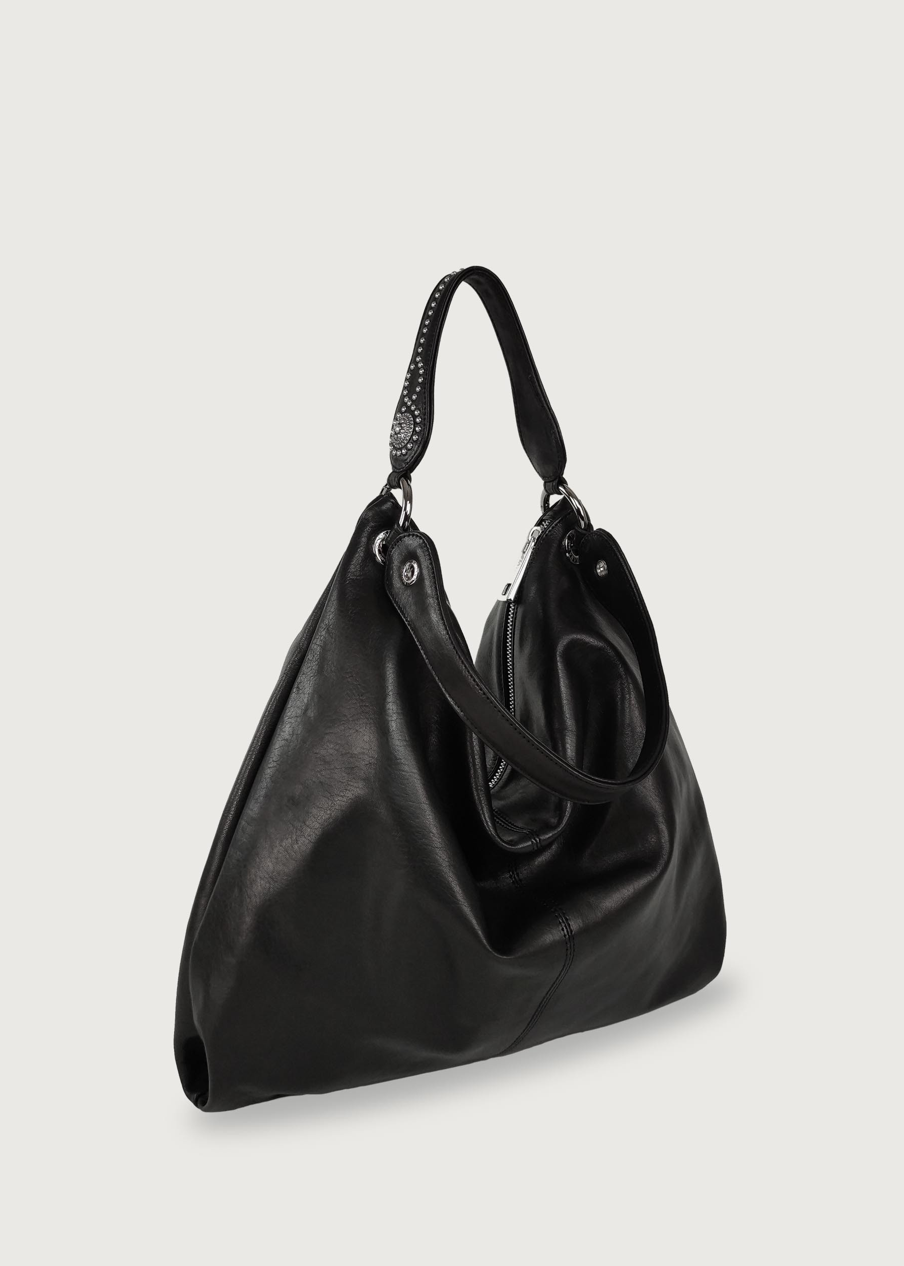 Borsa Ewa nera a spalla in pelle morbida EWA PLUSBLACK BURANA LAB