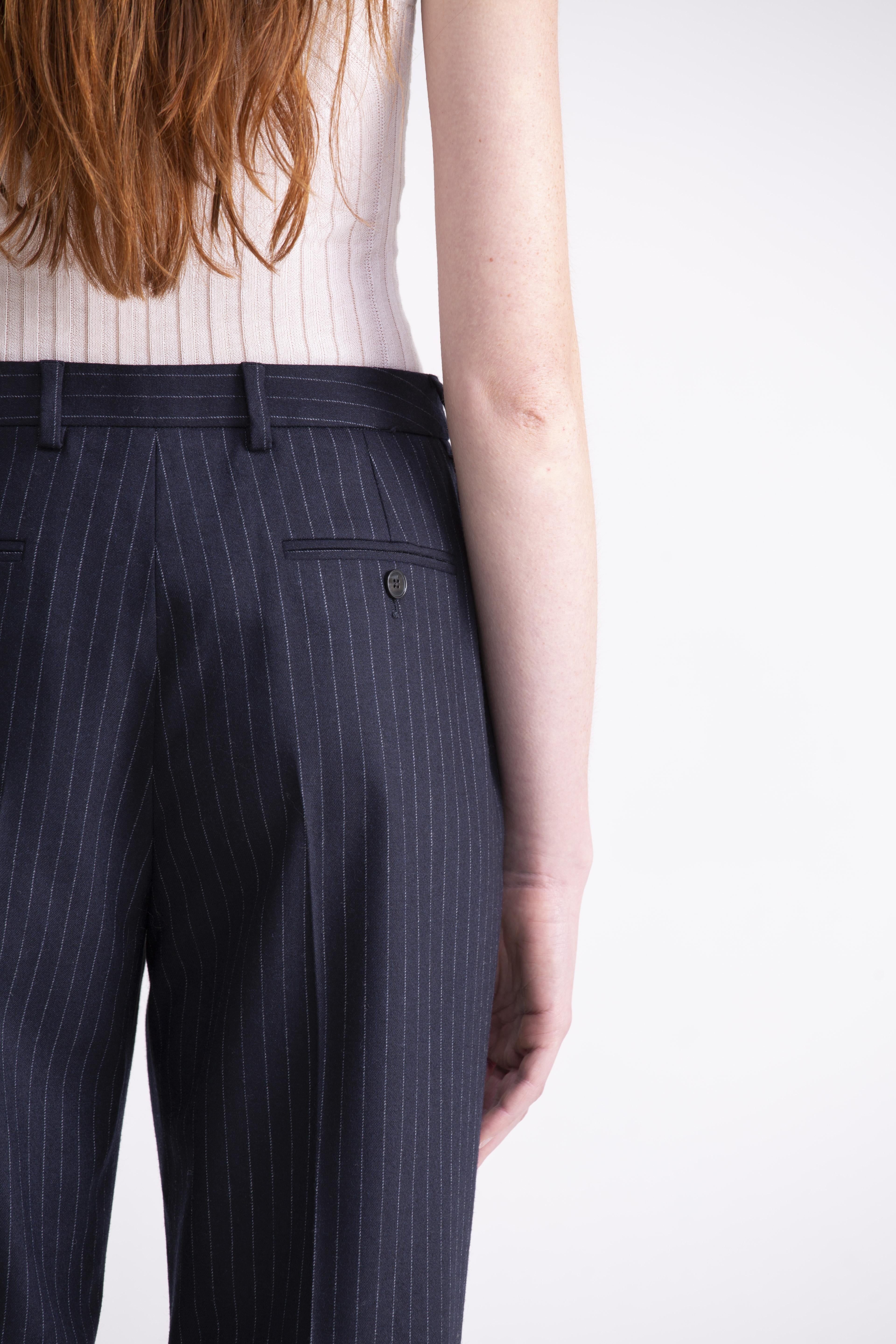 Pantaloni dritti gessati  blu scuro PN01ROA1014910 GENTE