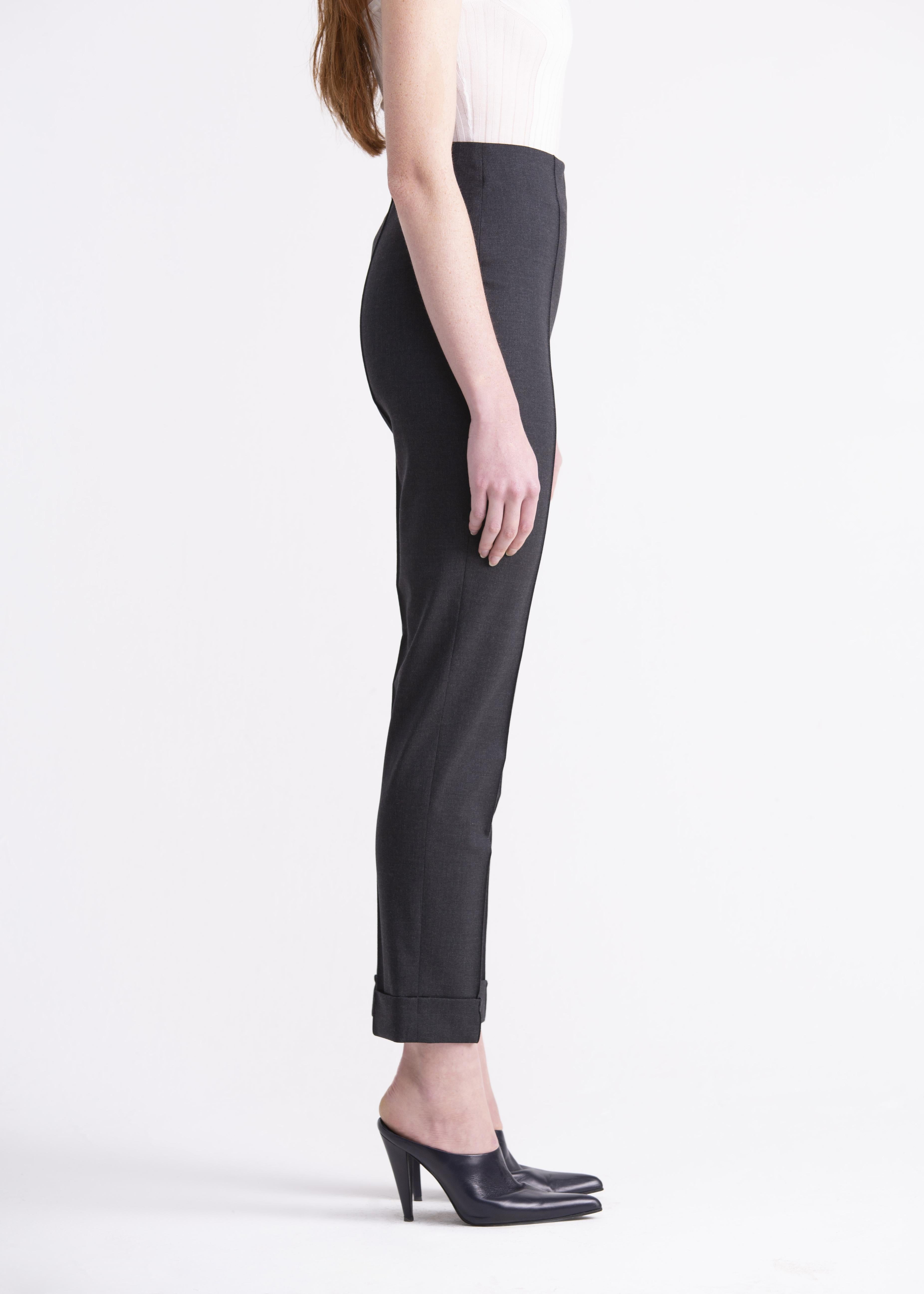 Pantaloni grigi a vita alta aderenti con risvolto PN07ROA1017930 GENTE