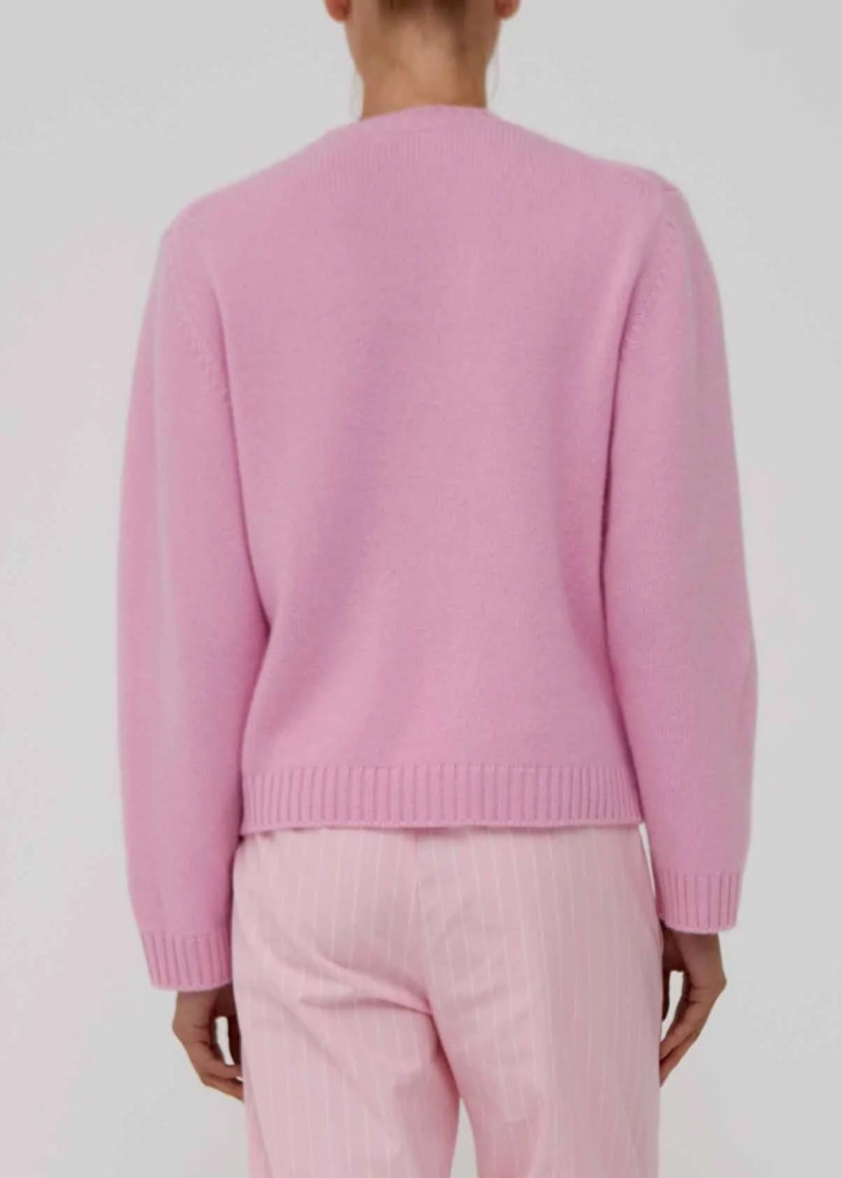 Maglione rosa 100% cashmere con scollo a V AM41PINK AMIYA