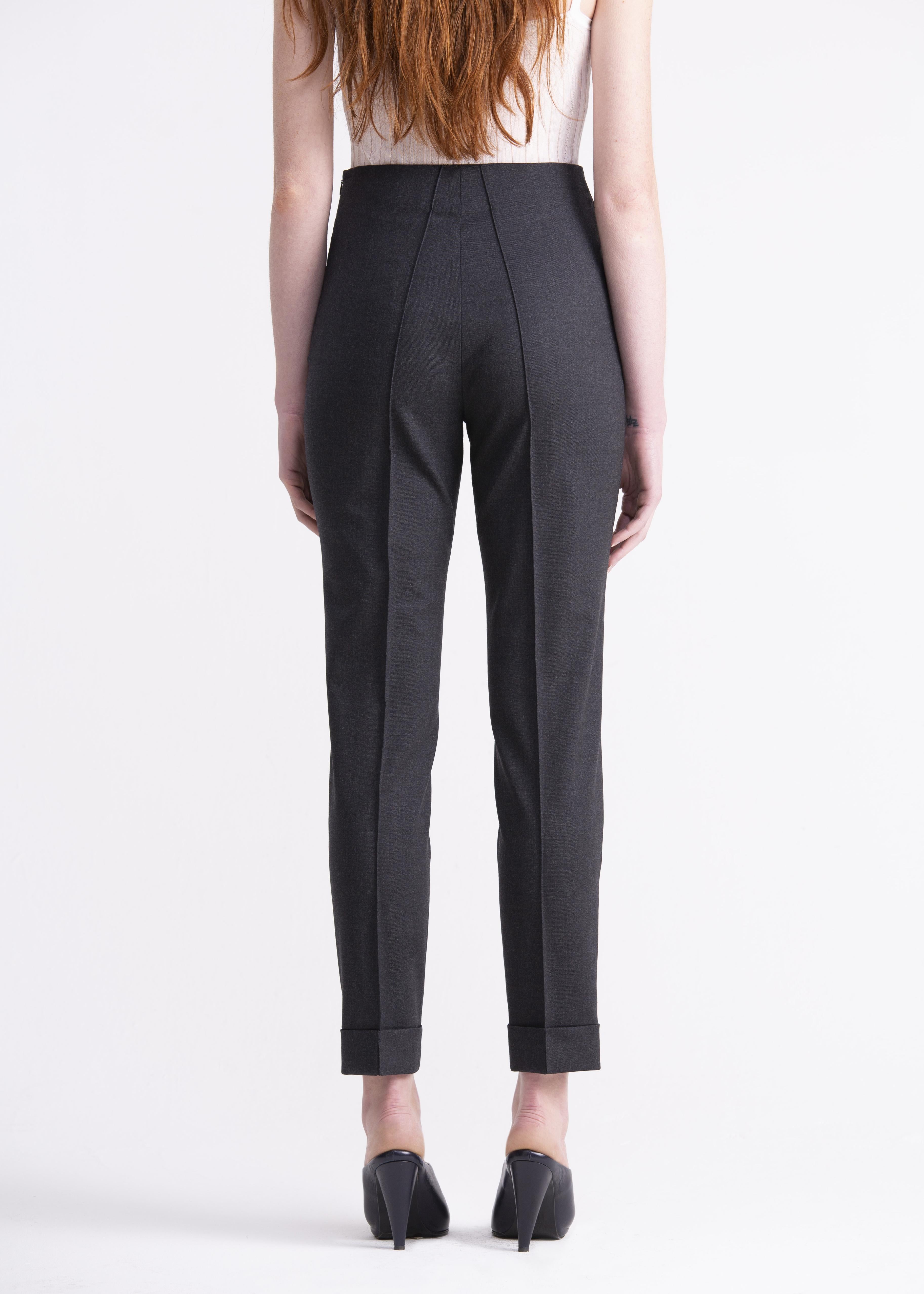 Pantaloni grigi a vita alta aderenti con risvolto PN07ROA1017930 GENTE