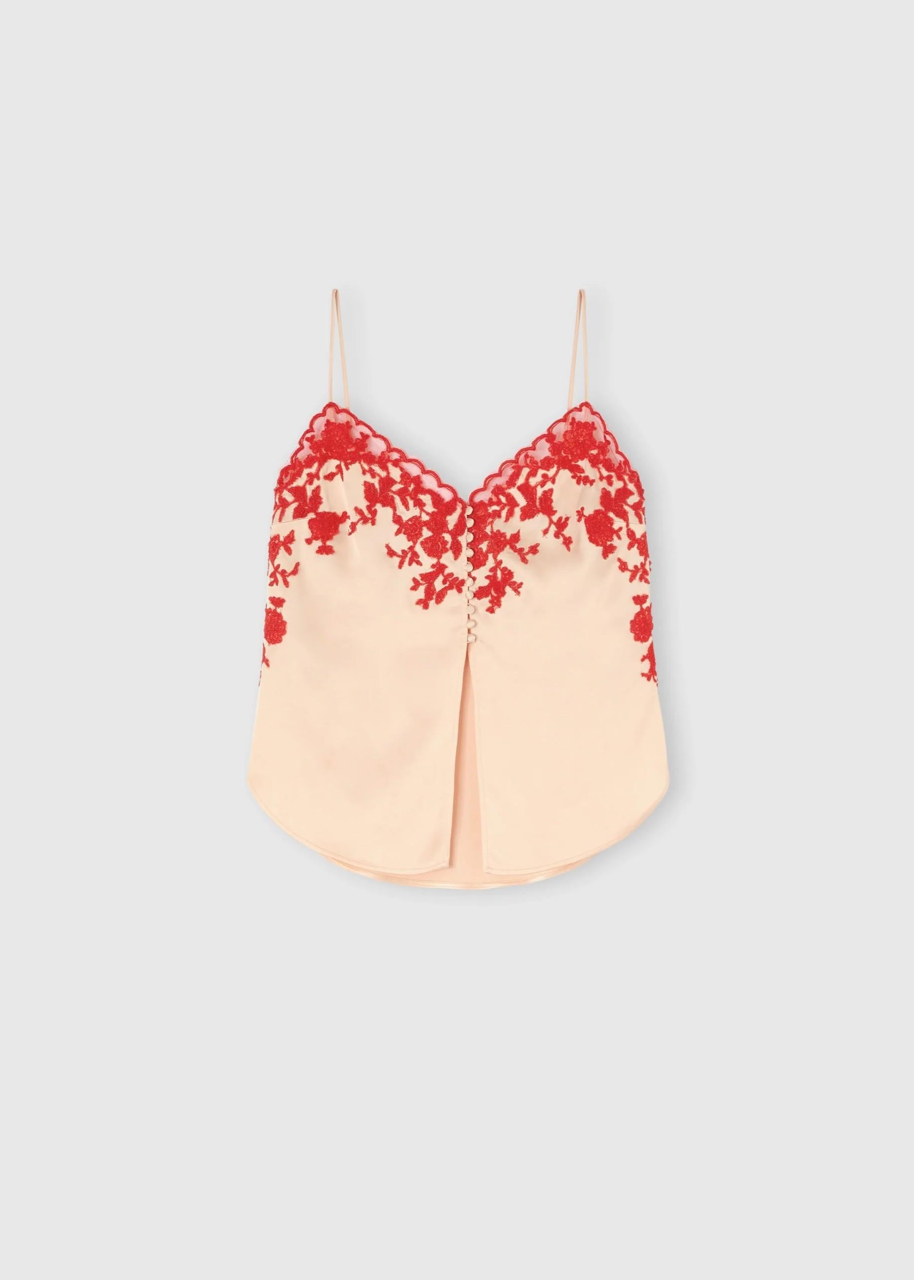 Ermanno Scervino Top Lingerie Albicocca con Pizzo Rosso D482L320APXZV20917 ERMANNO SCERVINO