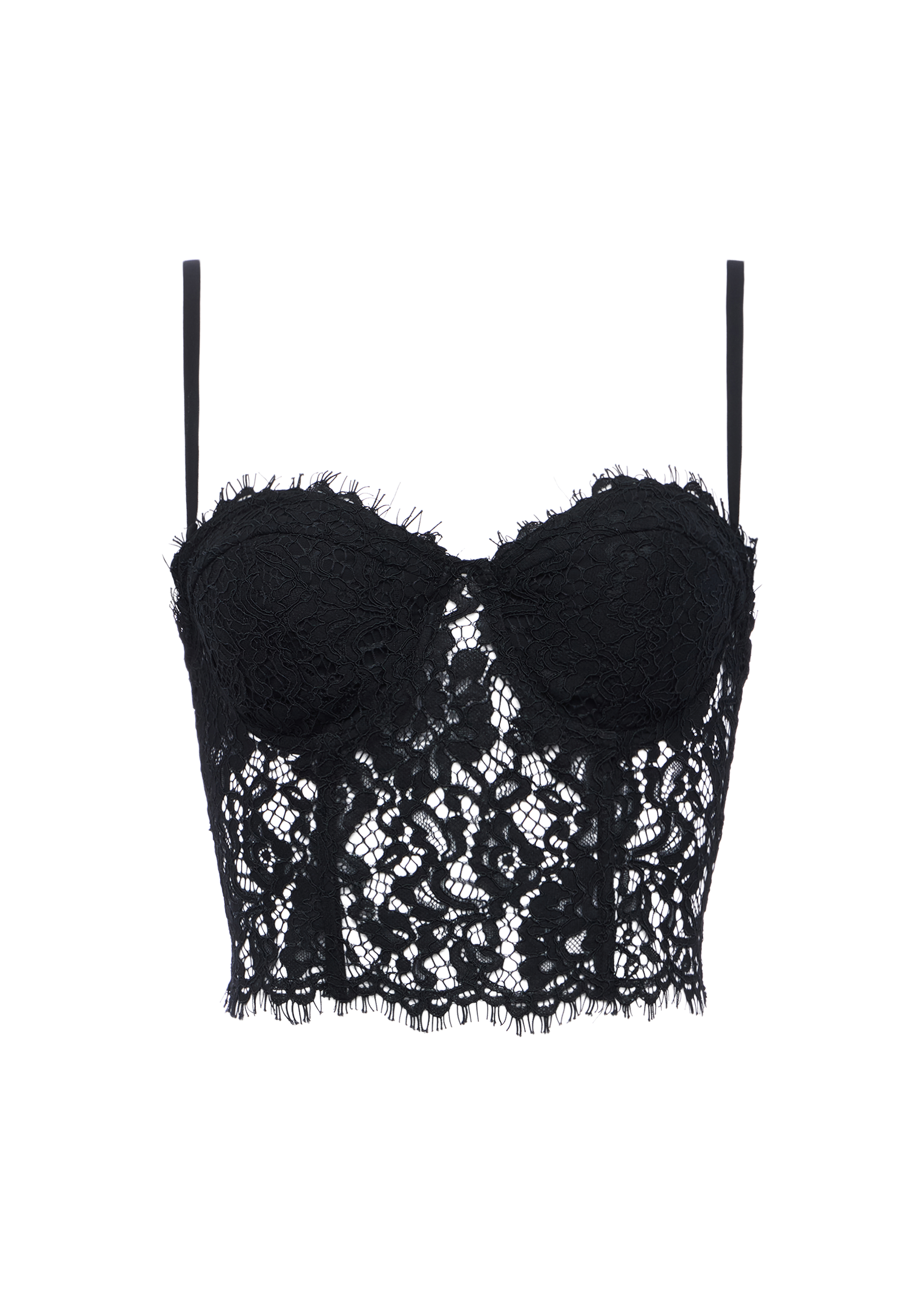 Bustino in pizzo nero con spalline sottili 40751ACKBLAC L'AGENCE