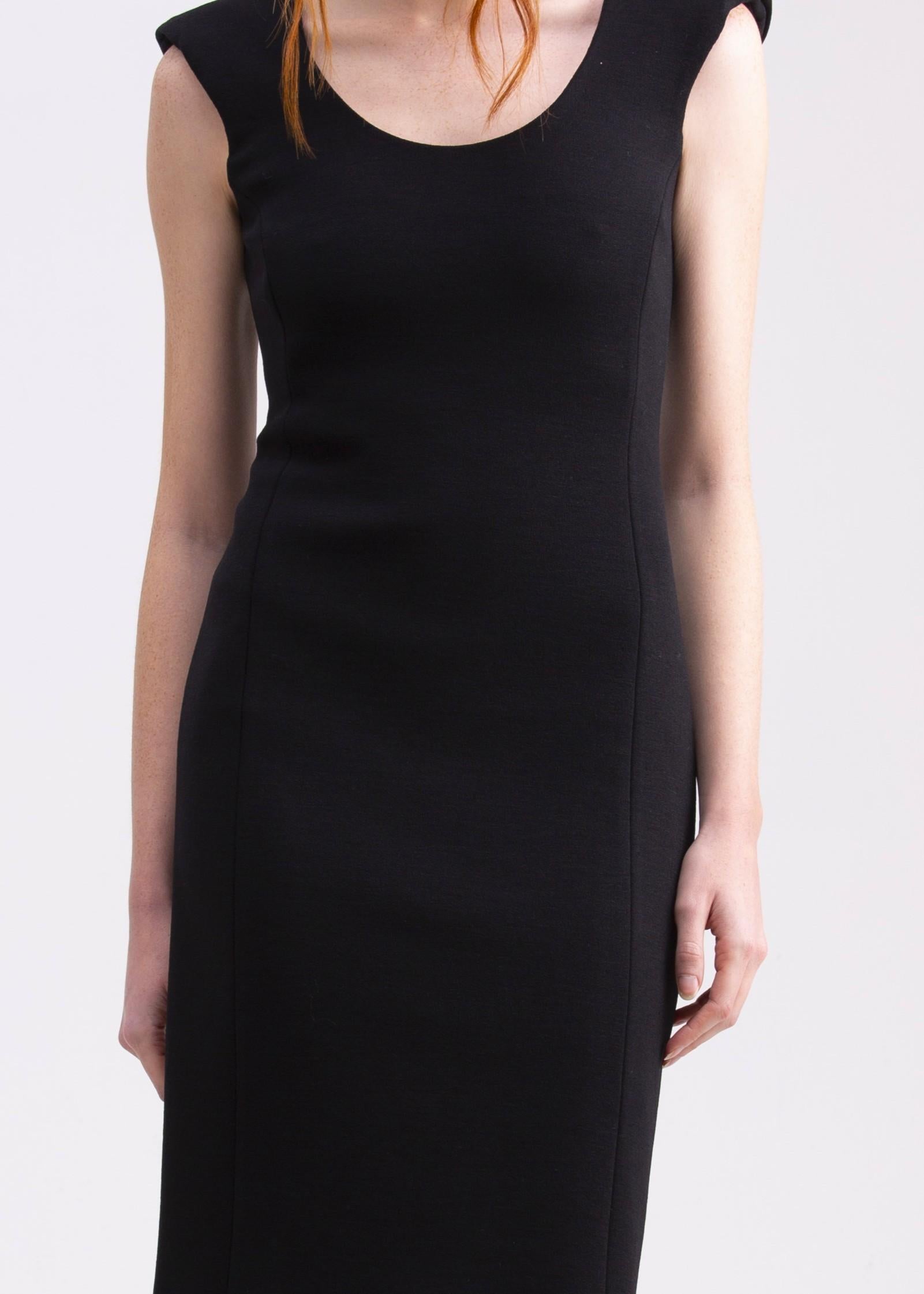 Abito aderente nero con spalline e scollo rotondo AB04ROA1028999 GENTE