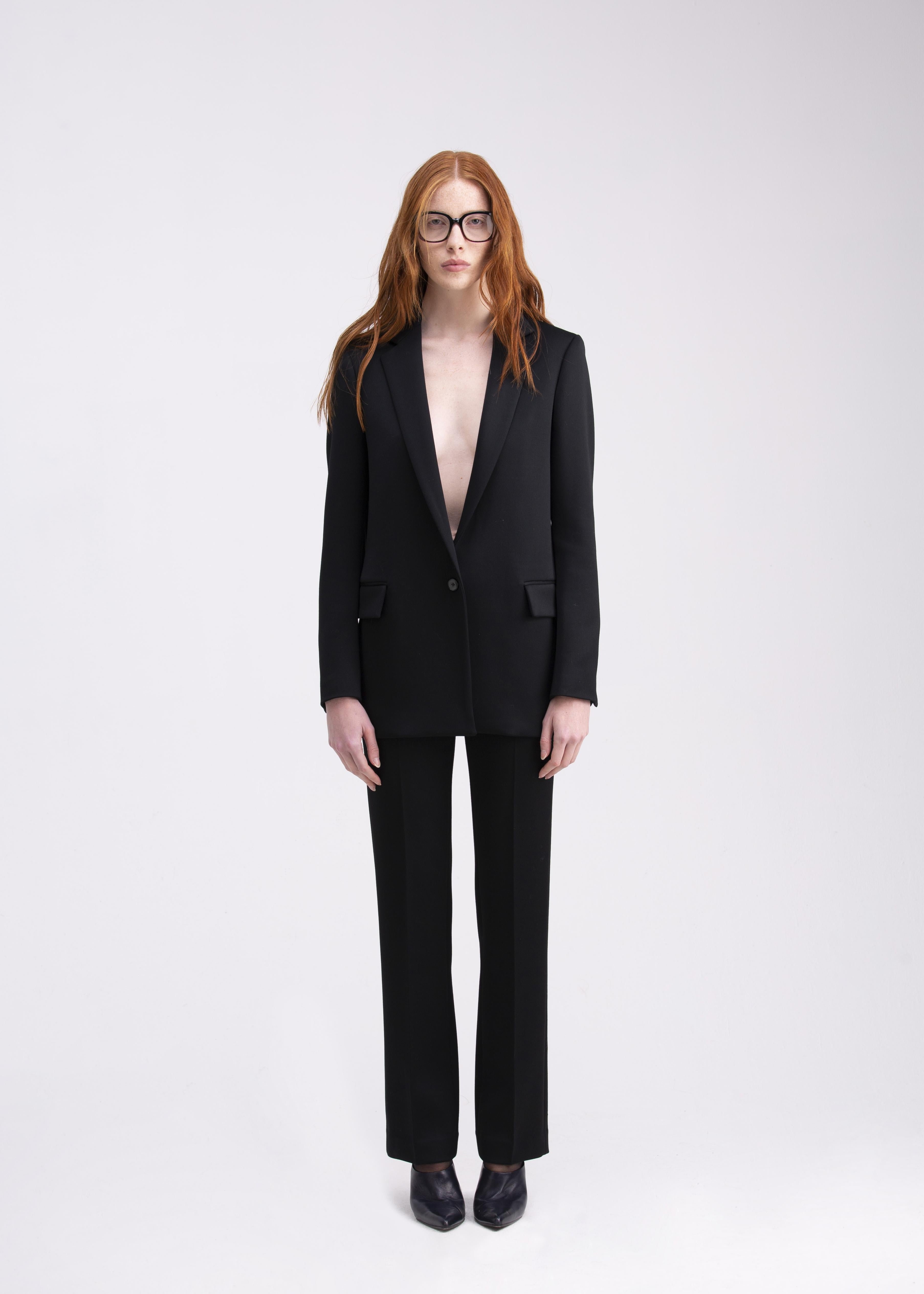 Giacca monopetto nera dal taglio sartoriale GC08-23ROA1023999 GENTE