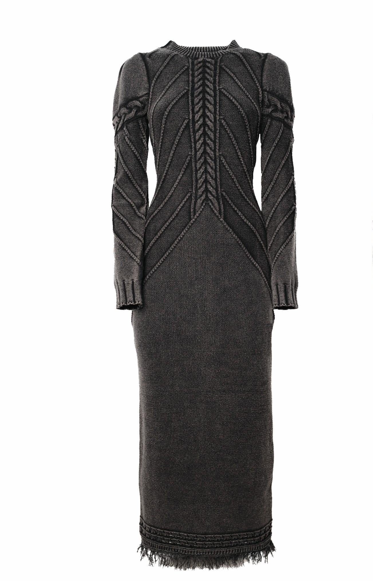 Abito midi in maglia grigio effetto vintage A25FWABM02NERO AMOSA