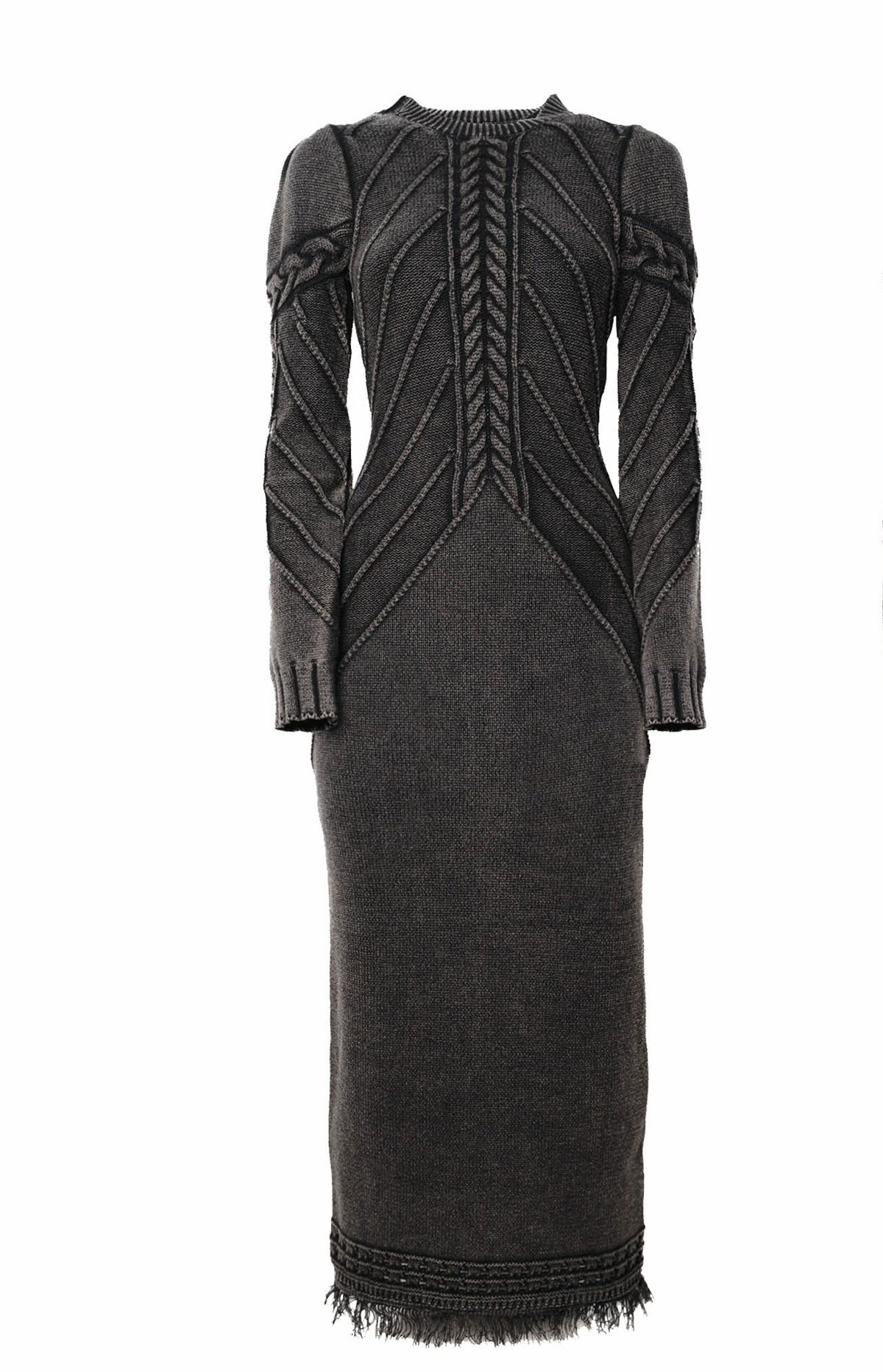 Abito midi in maglia grigio effetto vintage A25FWABM02NERO AMOSA