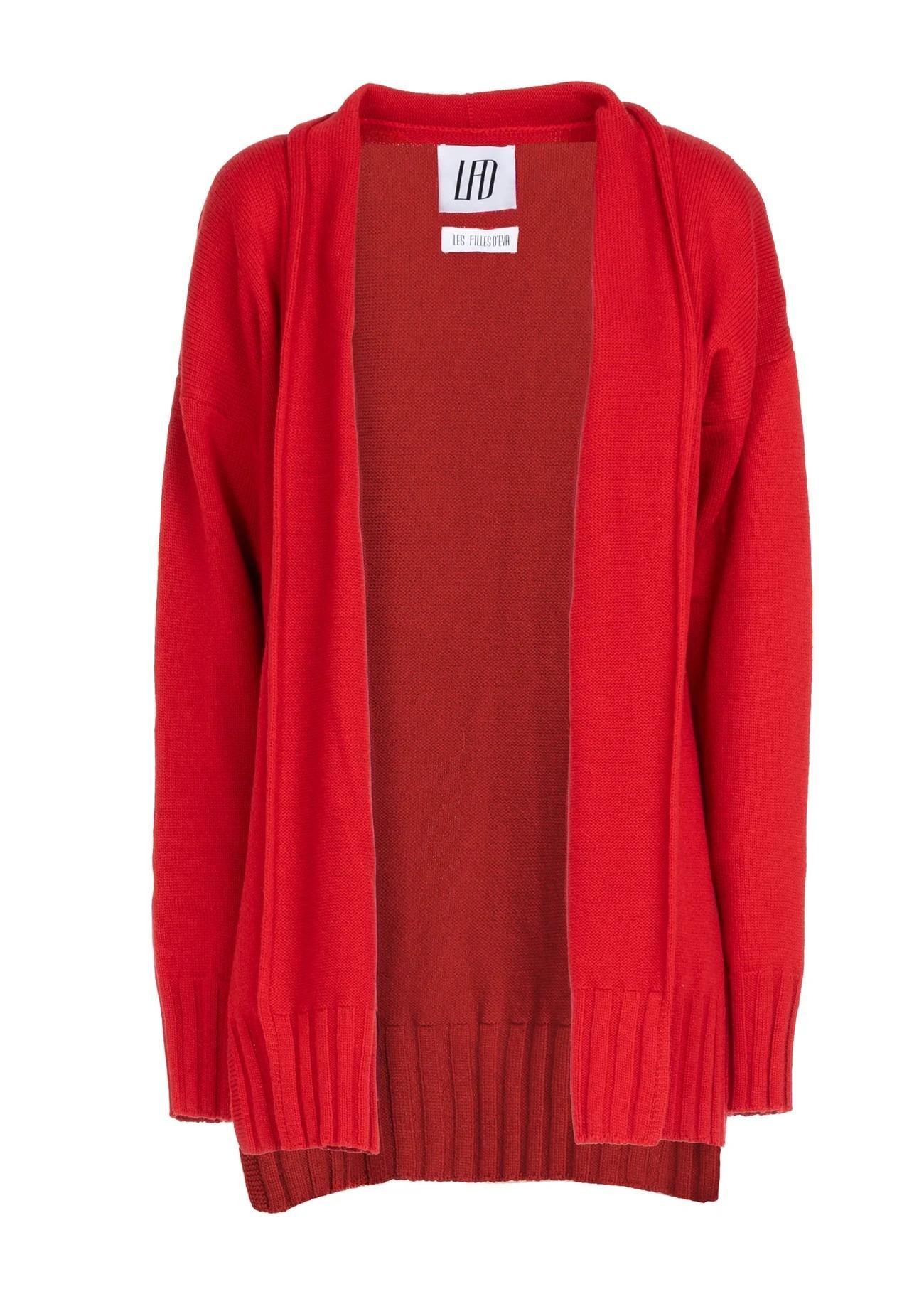 Cardigan lungo rosso in lana e cashmere 8600K50003 LES FILLES D'EVA