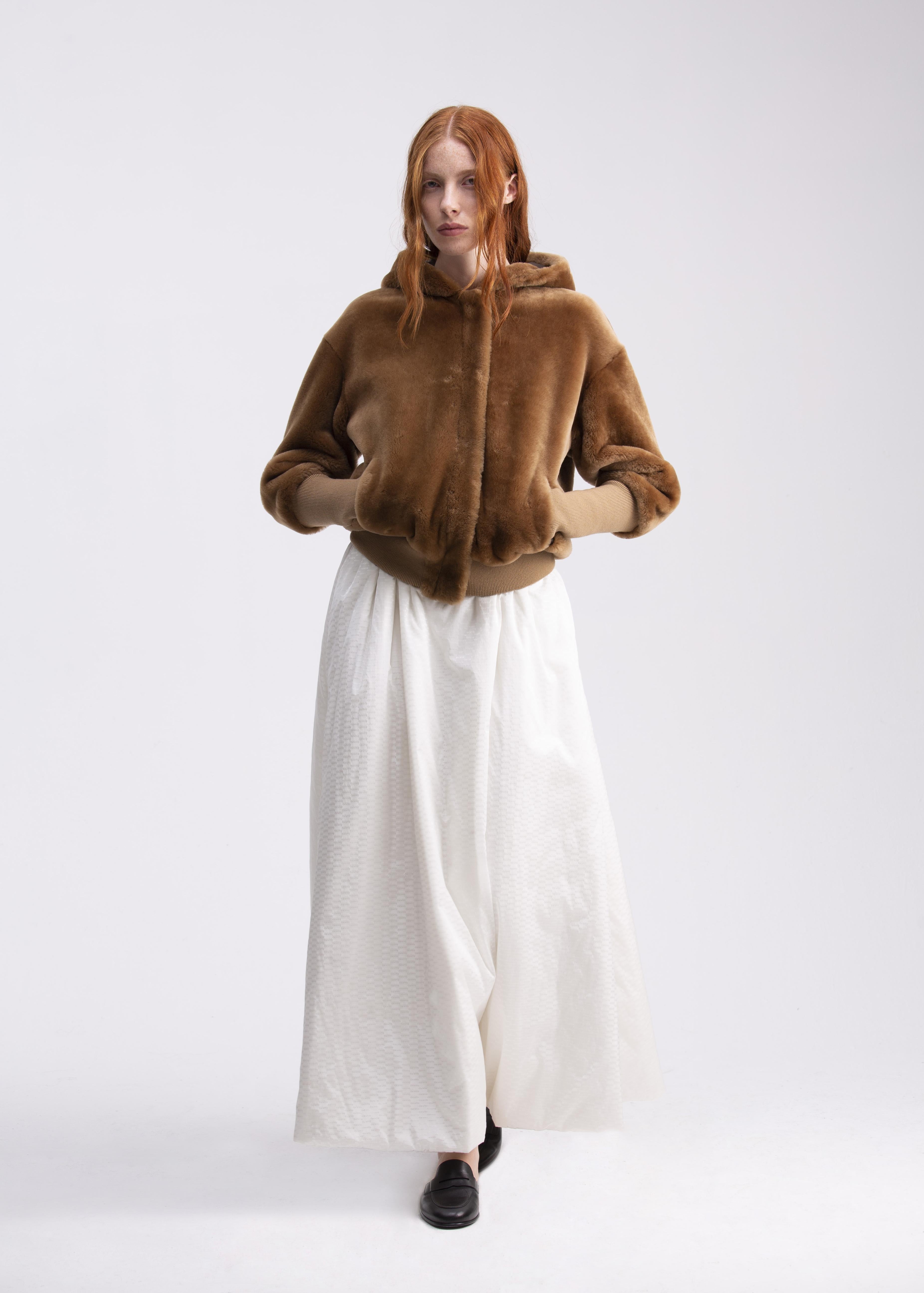 Felpa in shearling color cammello con cappuccio e tasche FP01CAMMELLO GENTE