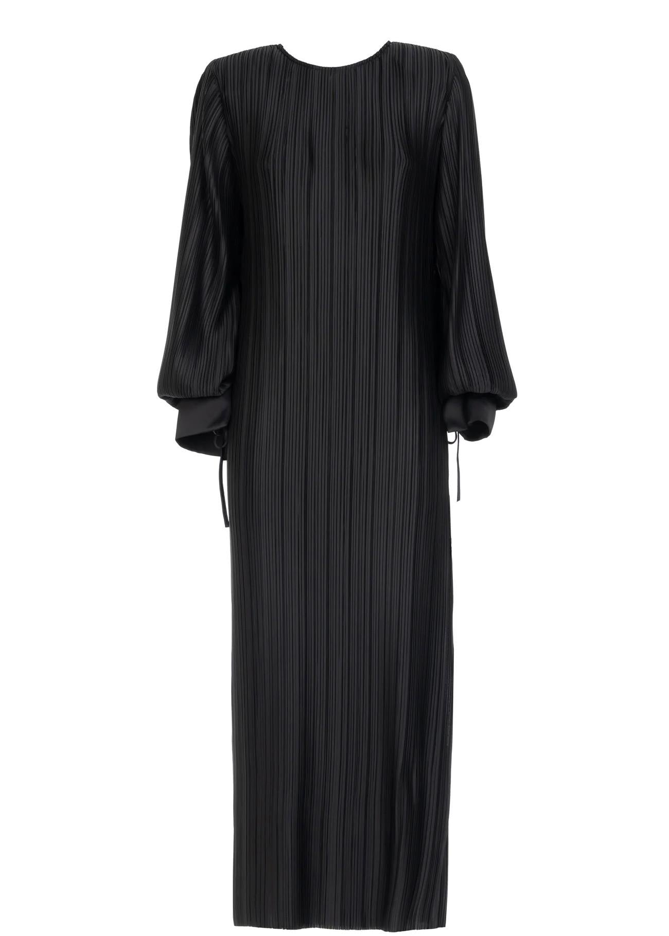 Abito Lungo nero plissè con spacco laterale 8782R10002 LES FILLES D'EVA