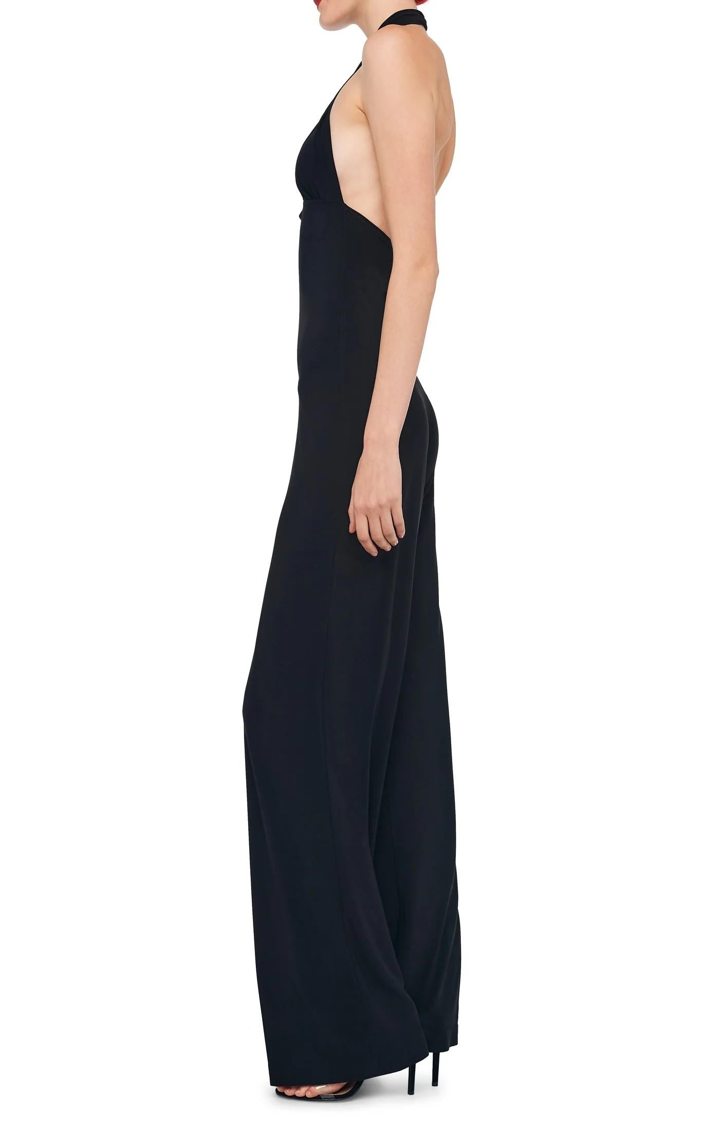 Tuta nera con scollo incrociato KK225JPLQ38001BLACK NORMA KAMALI