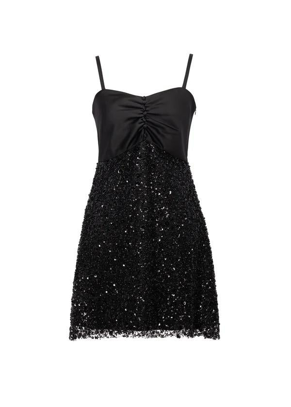 Abito mini in raso con ricami di perline e spalline sottili 26FWRA021TP246999 REDEMPTION