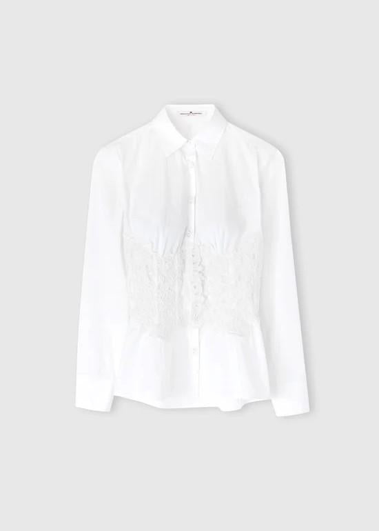 Camicia in popeline di cotone con bustier in pizzo rebrodé D472K363BQP10601 ERMANNO SCERVINO