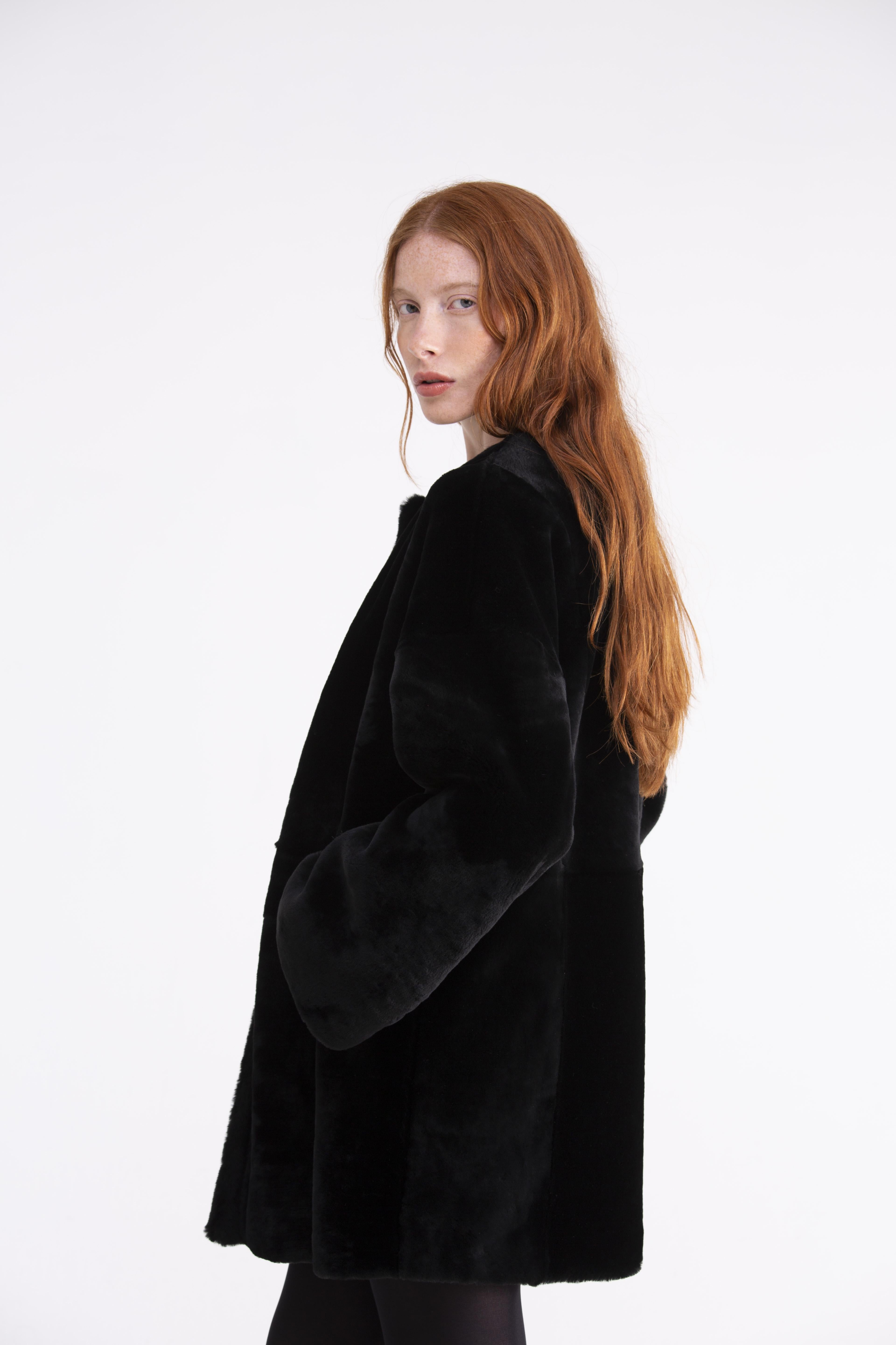 Caban girocollo in astor merino nero CP02NERO GENTE