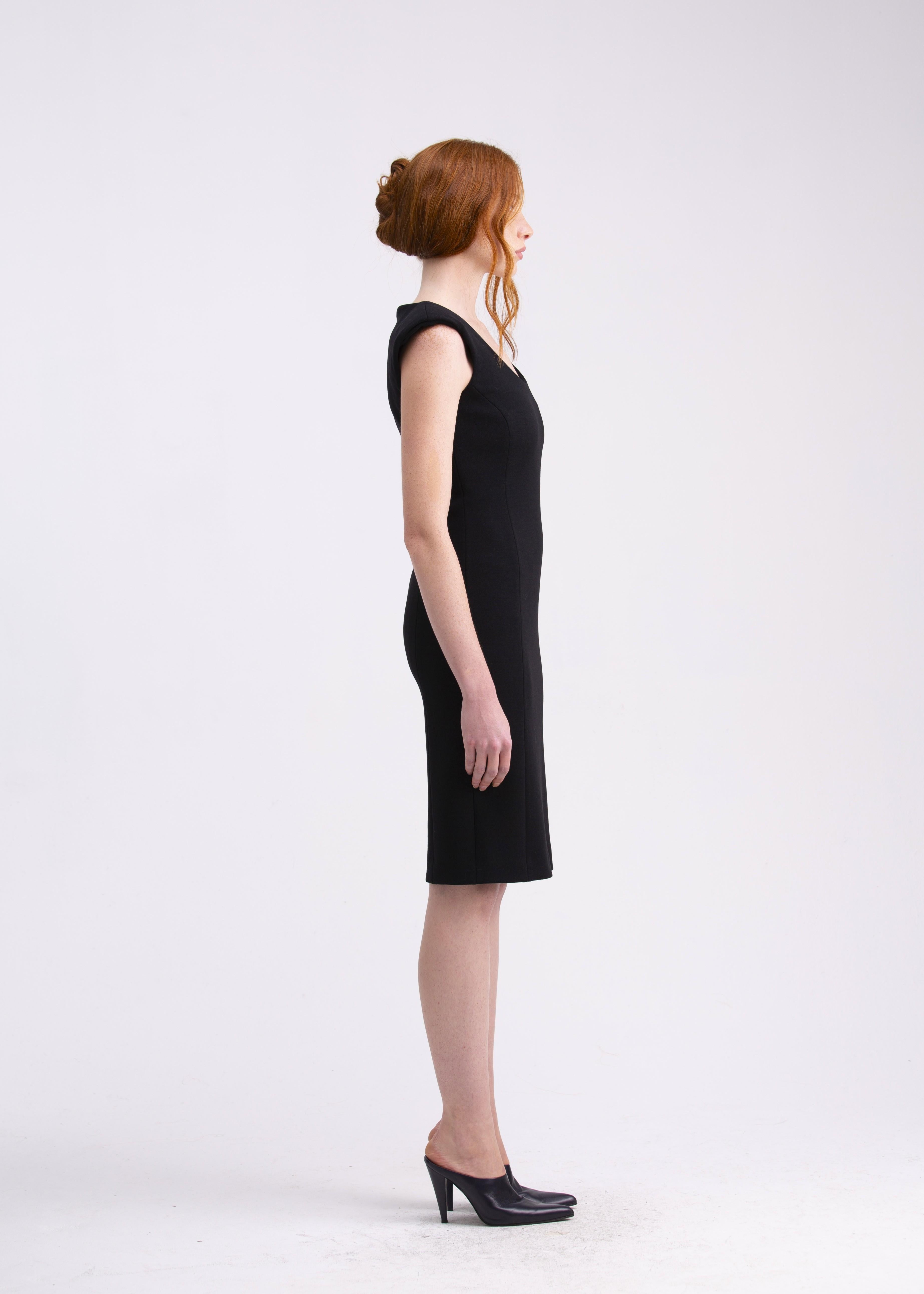 Abito aderente nero con spalline e scollo rotondo AB04ROA1028999 GENTE