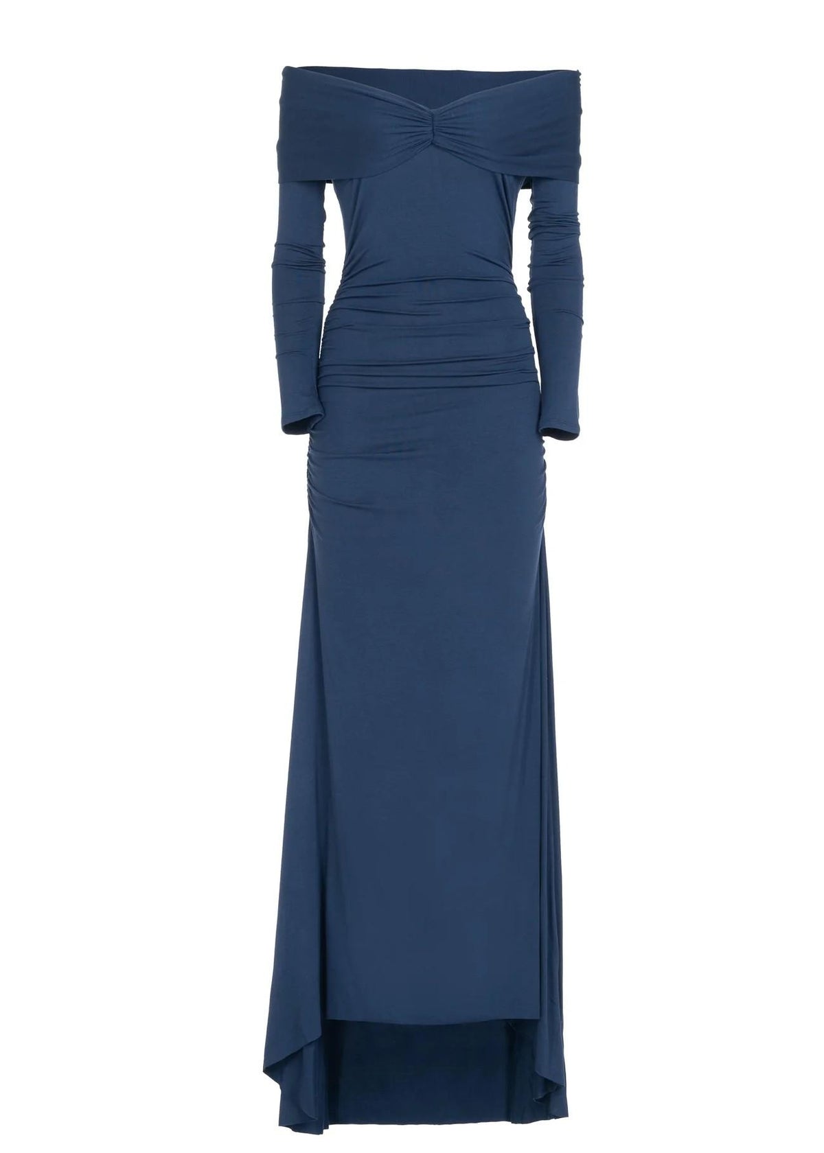 abito lungo blu off-shoulder in viscosa 8790R10001 LES FILLES D'EVA