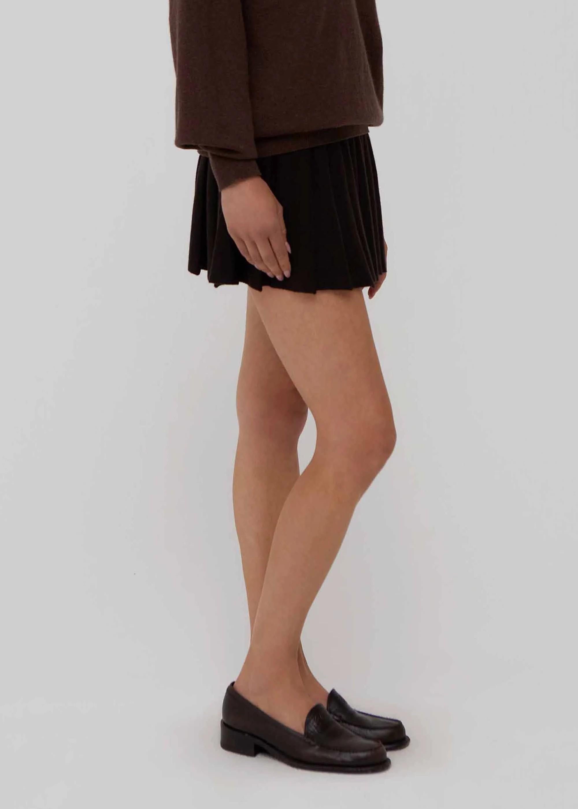 Minigonna plissettata in lana marrone AM50DARK BROWN AMIYA