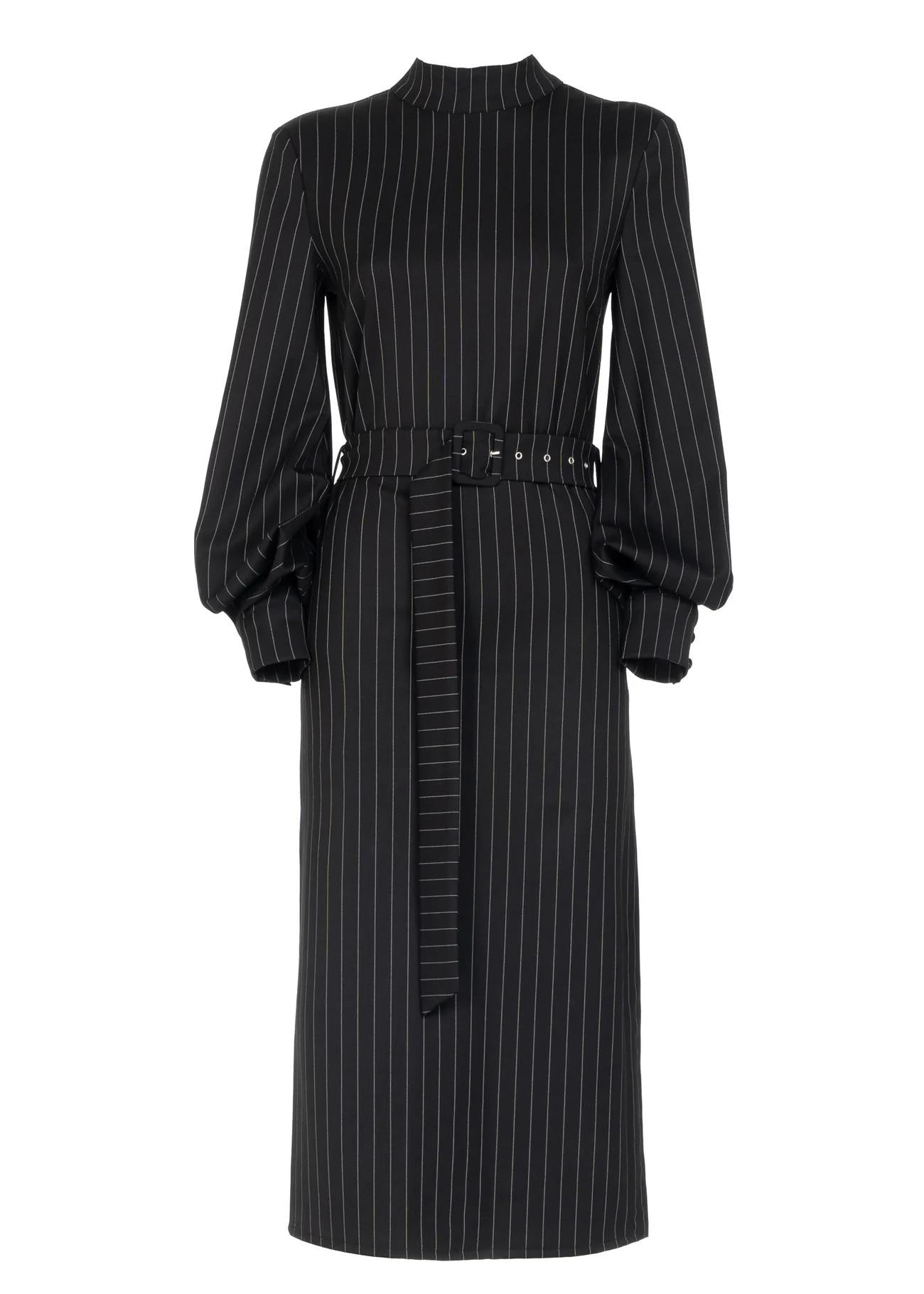 Abito midi gessato nero 8753R10002 LES FILLES D'EVA