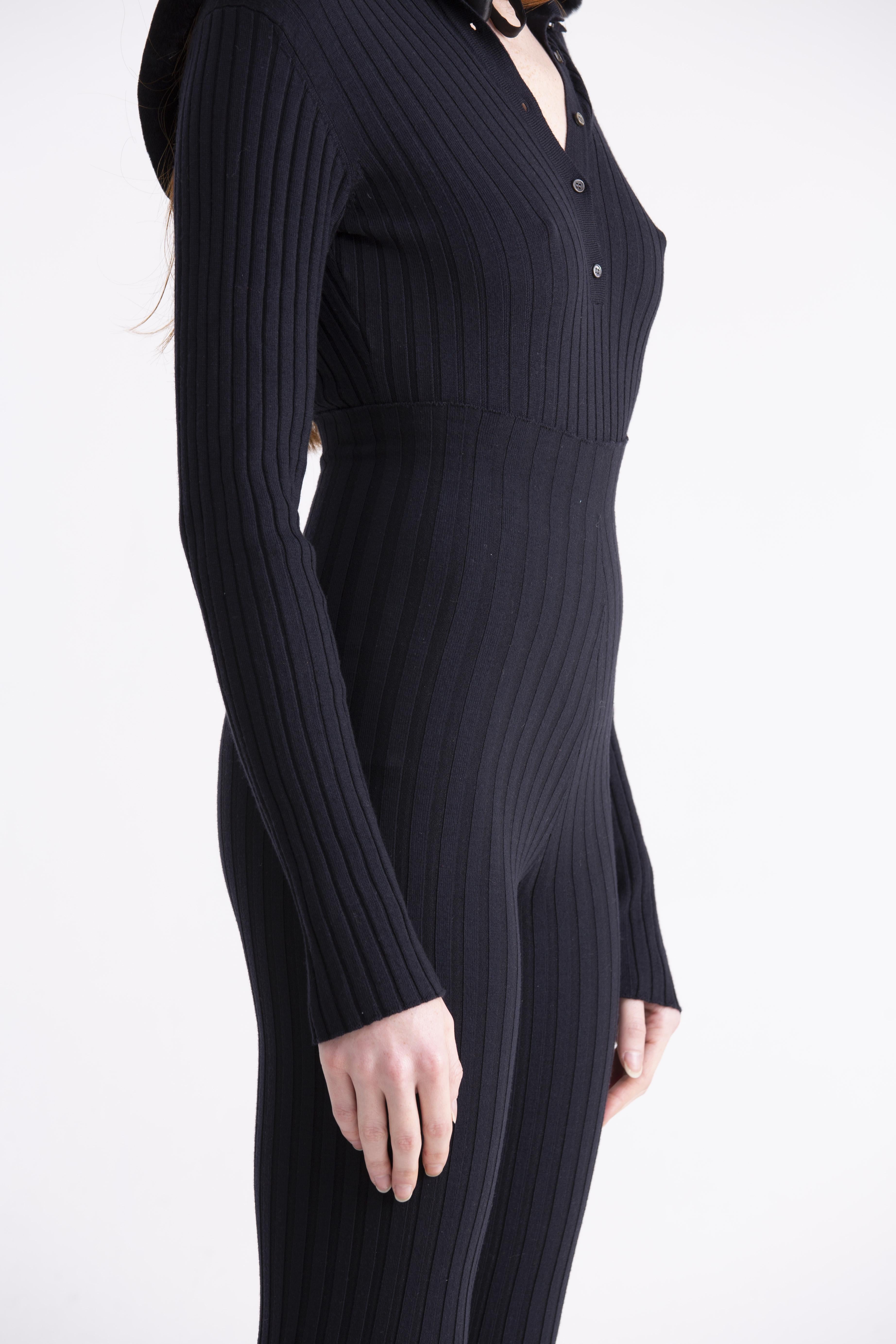 Leggings a vita alta a costine blu 22WGDKP847BLUE GENTE