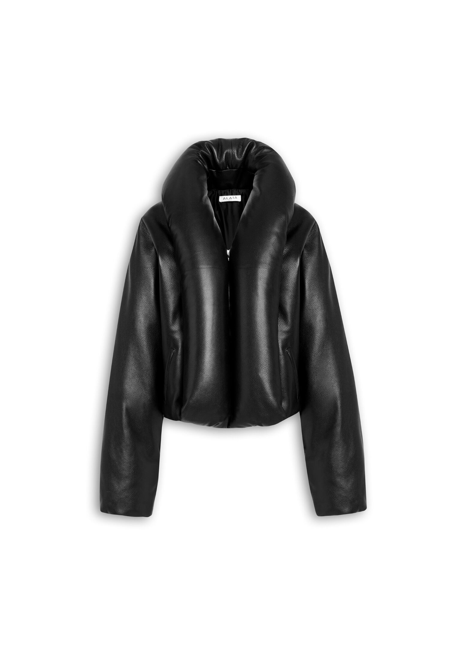 Bomber imbottito in pelle d'agnello nero AA9V1163L024B995 ALAÏA
