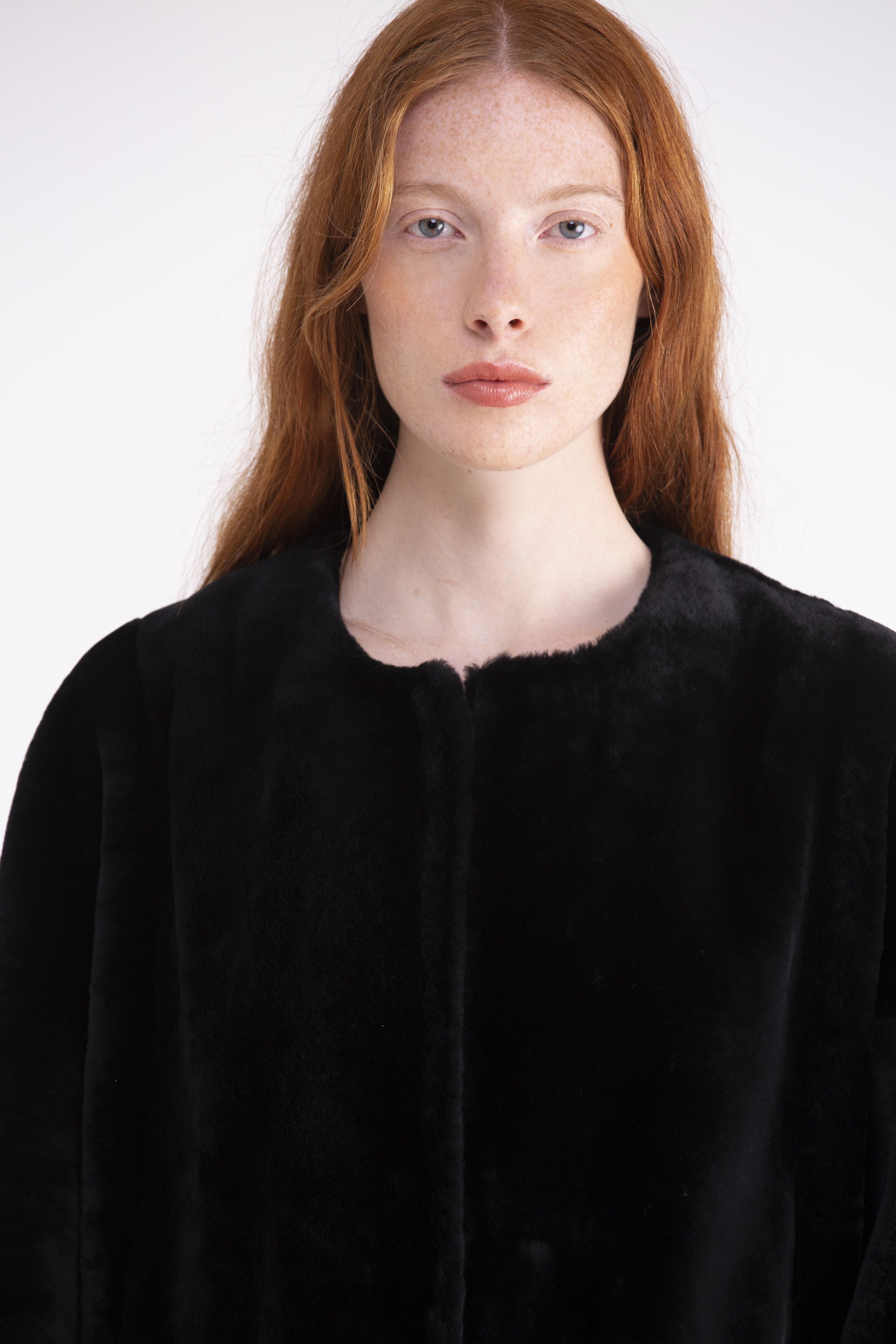 Caban girocollo in astor merino nero CP02NERO GENTE