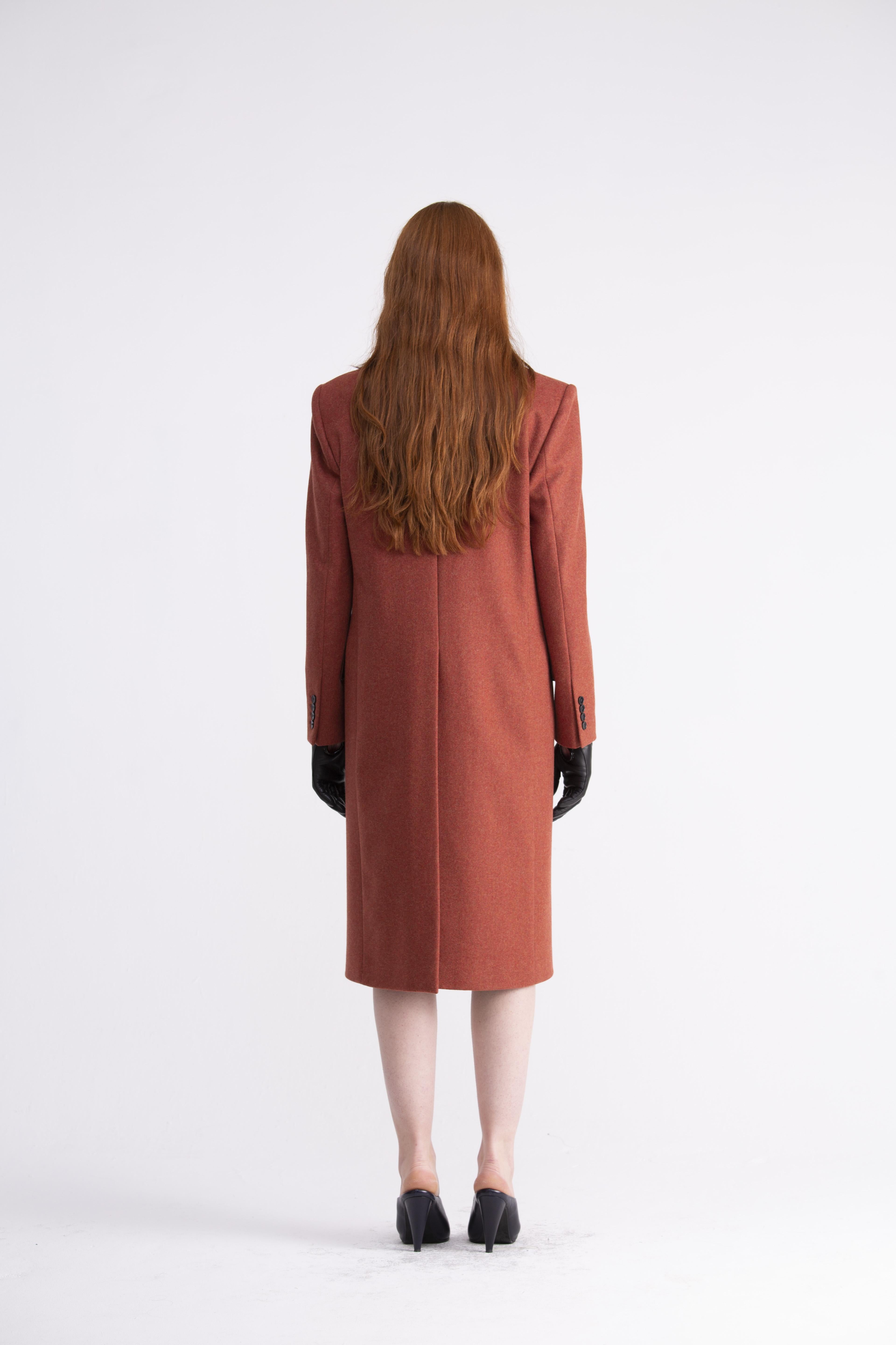 Cappotto lungo color ruggine dalla costruzione strutturata CP01ROA1027440 GENTE