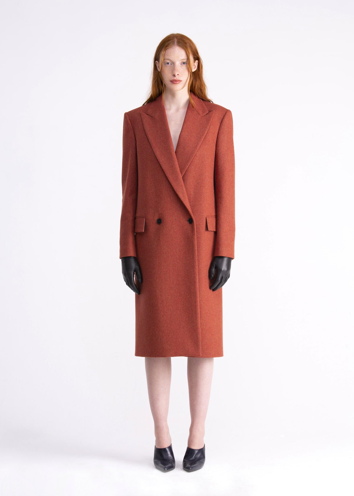 Cappotto lungo color ruggine dalla costruzione strutturata CP01ROA1027440 GENTE