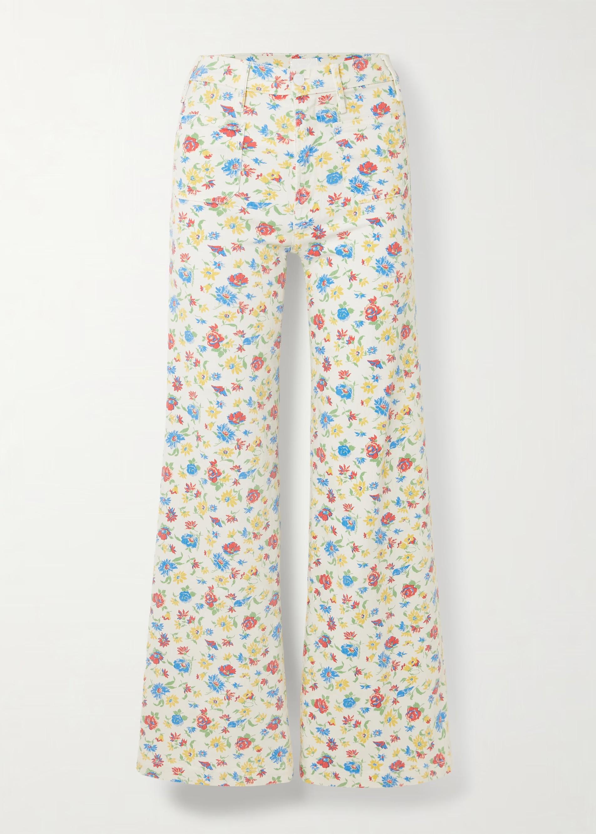 Jeans bootcut bianco a vita alta in denim floreale 110851889ROSE BOWL MOTHER WOMEN