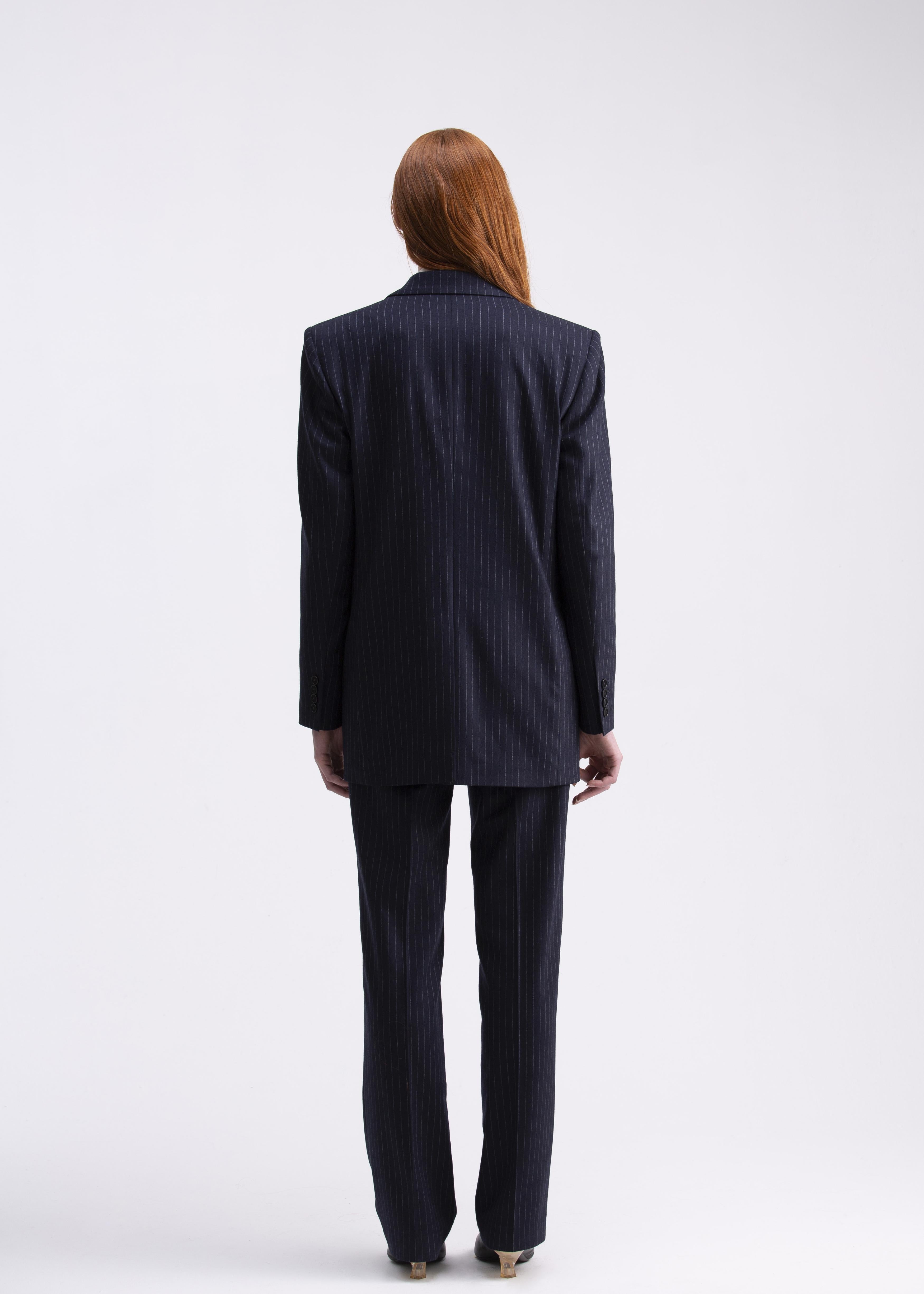 Giacca doppiopetto dritta gessata blu scura GC01ROA1014910 GENTE