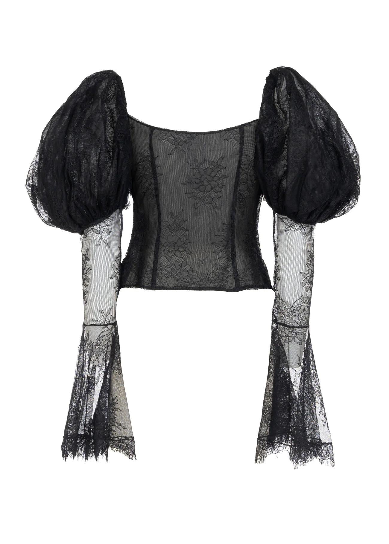 Camicia nera off-shoulder in tulle 8900R20001 LES FILLES D'EVA