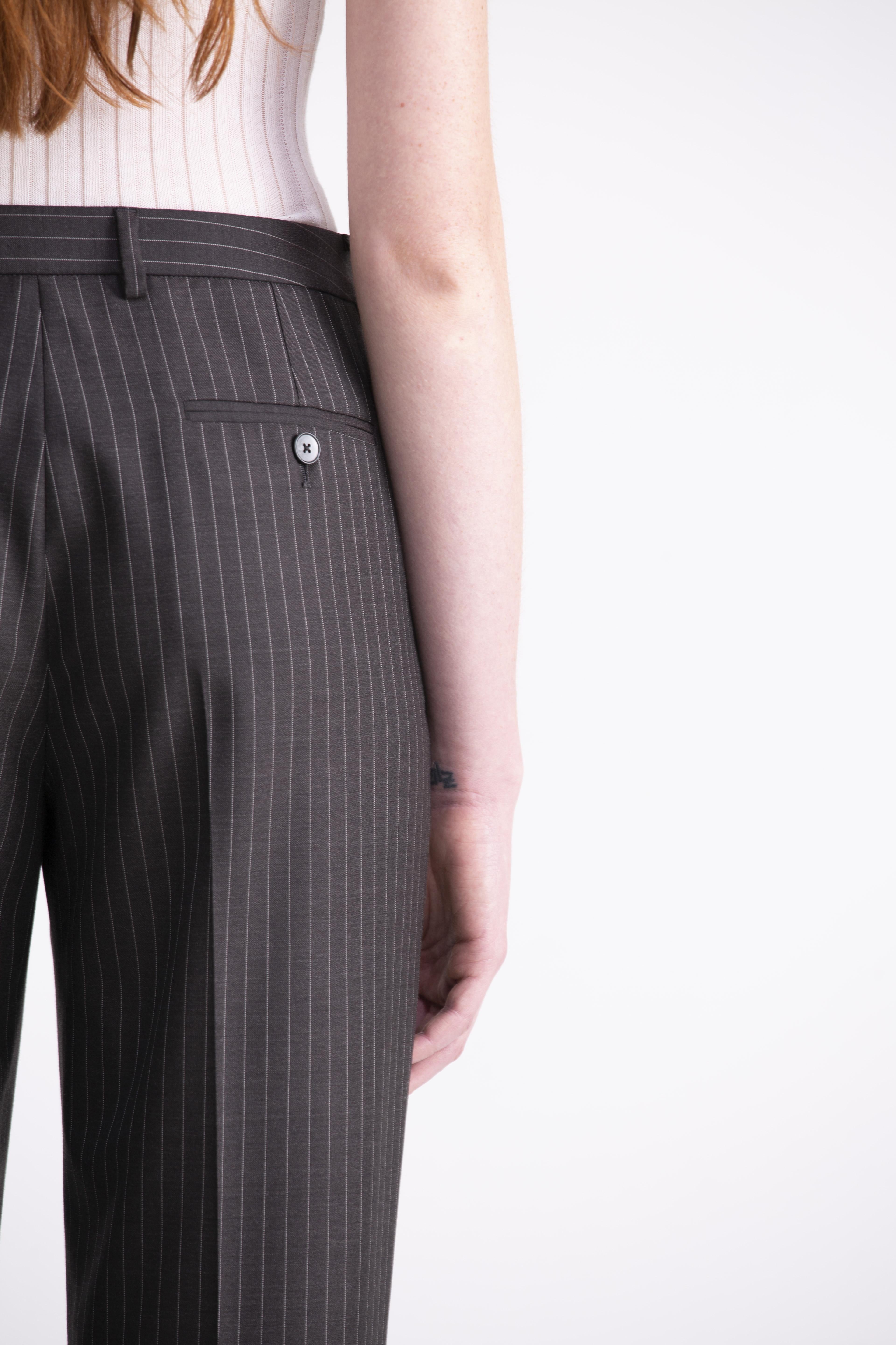 Pantaloni dritti gessati grigio scuro PN01ROA1011920 GENTE