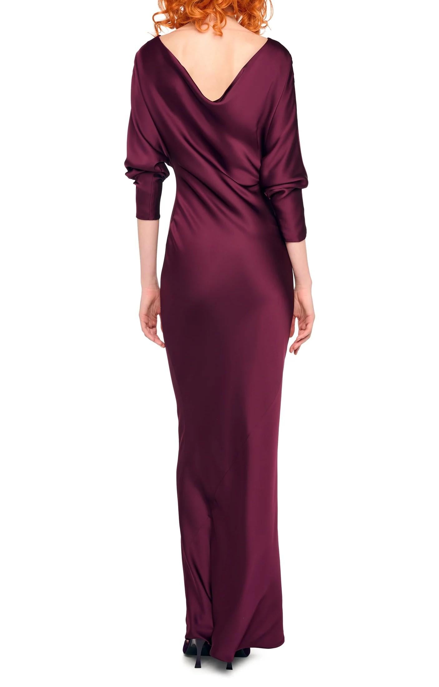 Abito lungo bordeaux con maniche dolman a tre quarti ST4253SAO70043PLUM NORMA KAMALI