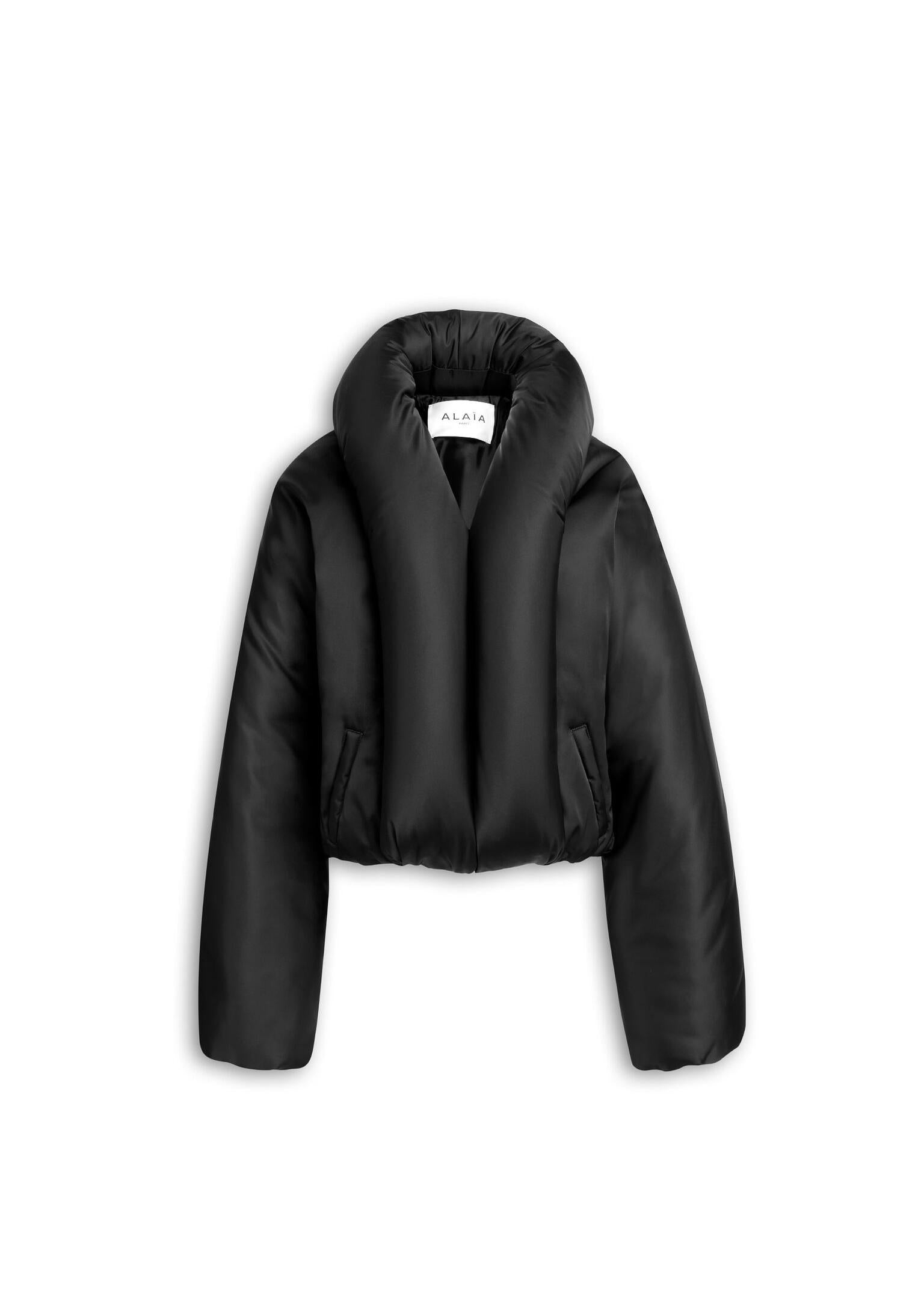Bomber imbottito in taffetà nero AA9V1163T448B995 ALAÏA