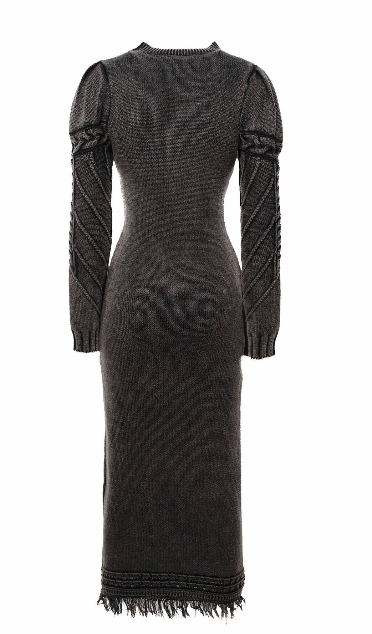 Abito midi in maglia grigio effetto vintage A25FWABM02NERO AMOSA