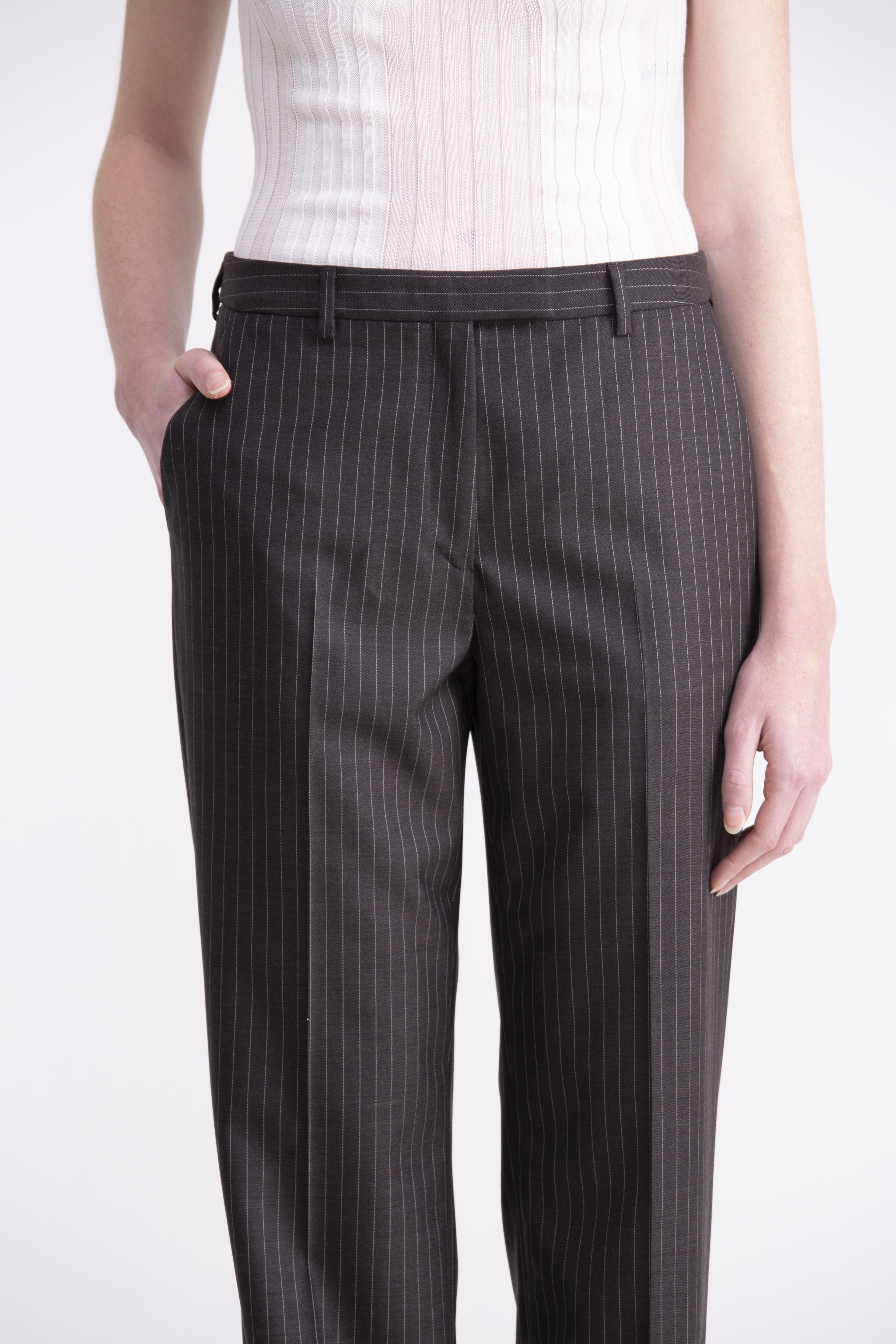 Pantaloni dritti gessati grigio scuro PN01ROA1011920 GENTE