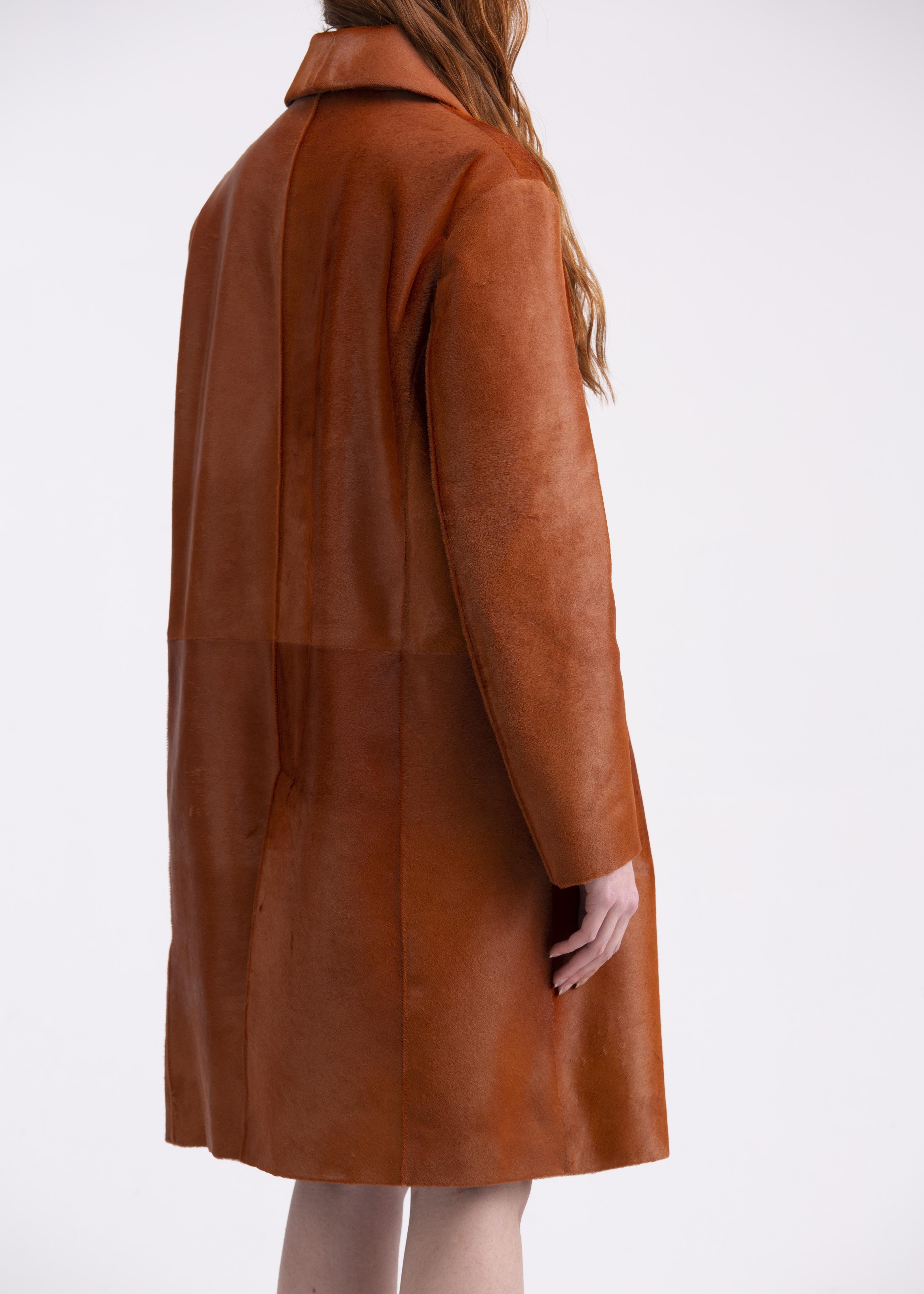 Cappotto con spalline in cavallino color mattone CP03MATTONE GENTE