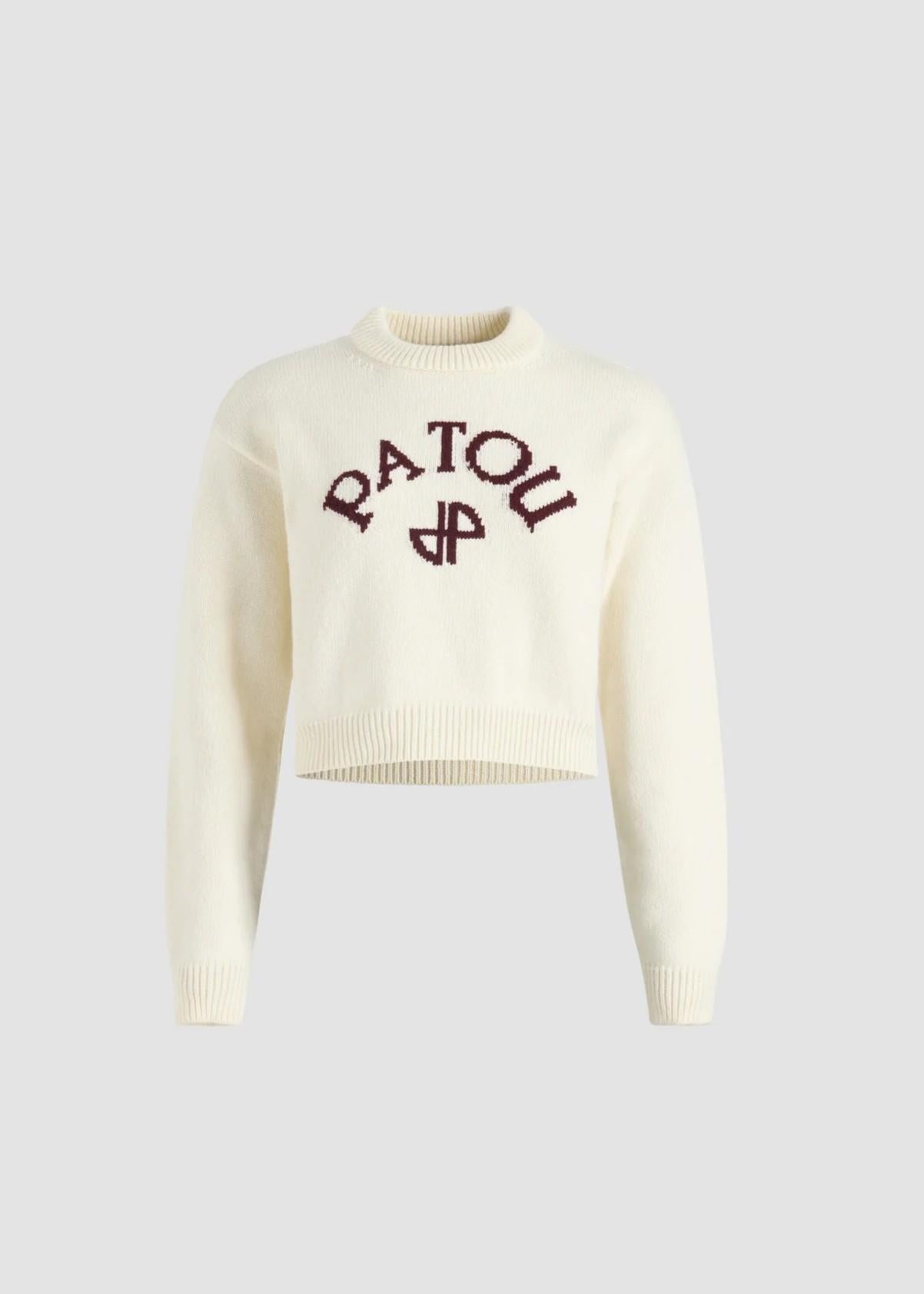 Maglione bianco con logo Patou in lana e cashmere KN2788064001W PATOU
