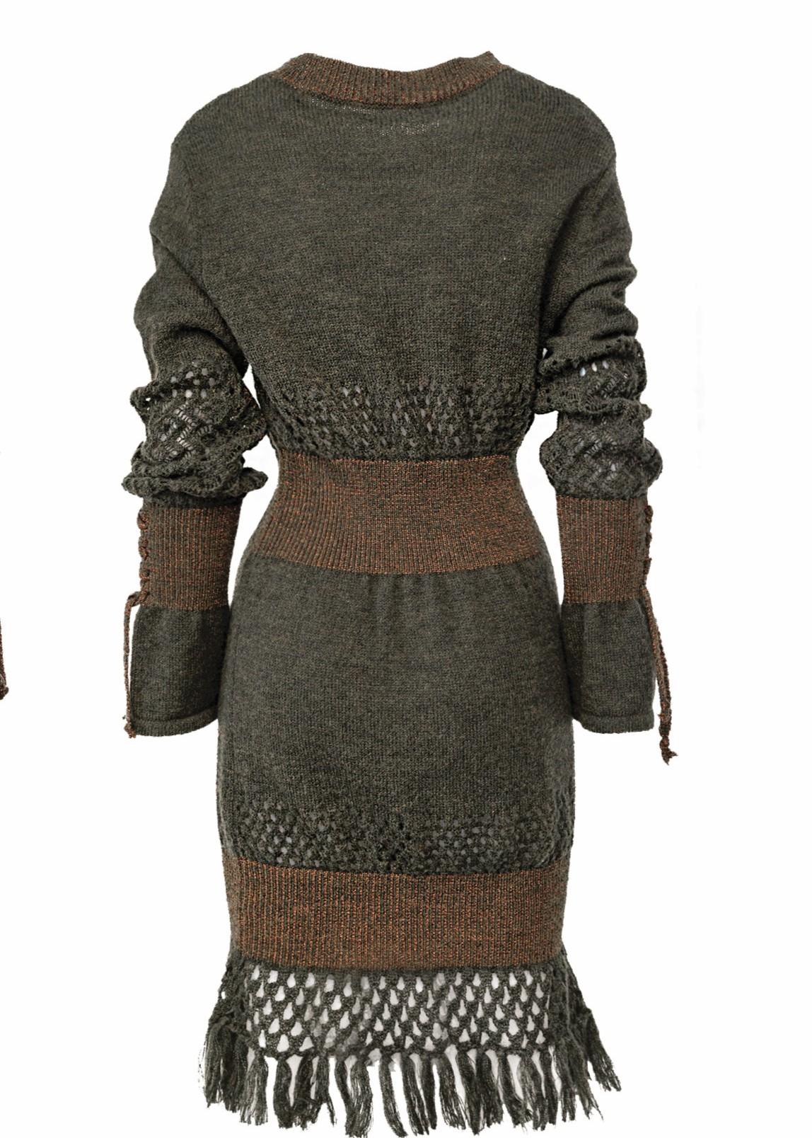 Abito corto verde militare in maglia elasticizzata A25FWABM17OLIVE AMOSA