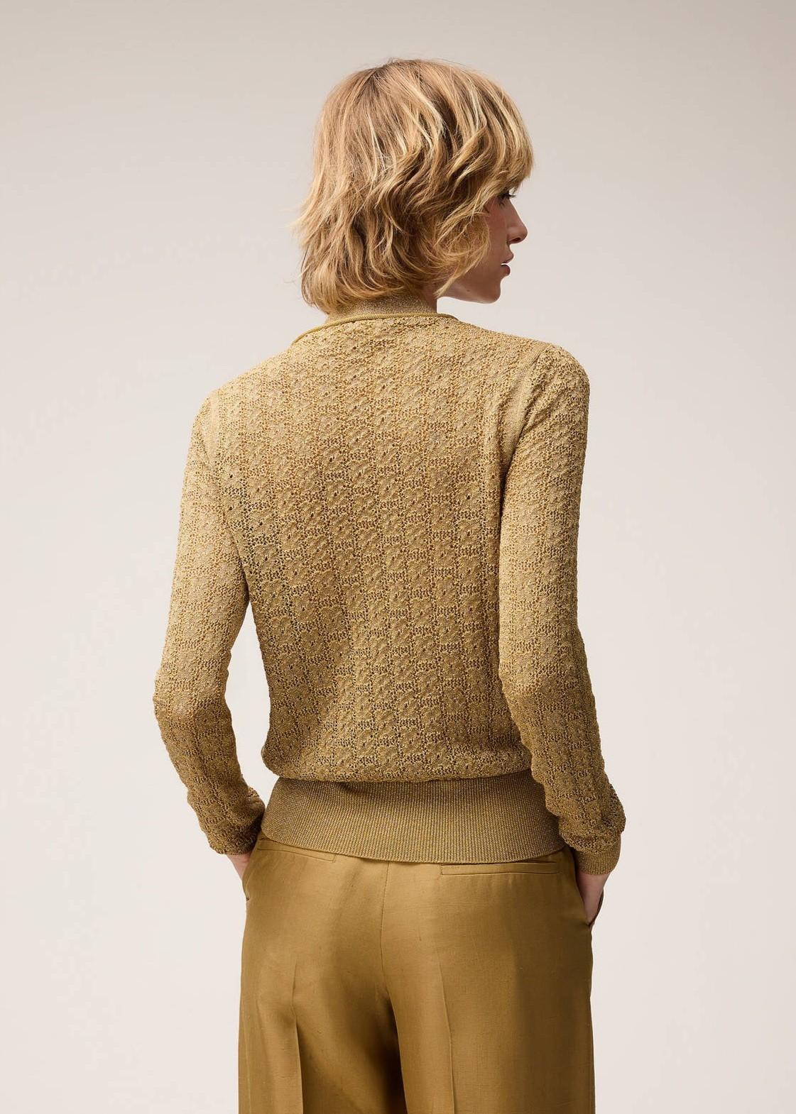 Cardigan in maglia Jacquard lurex oro 03WKNTO154VS02GLD111 RETORI