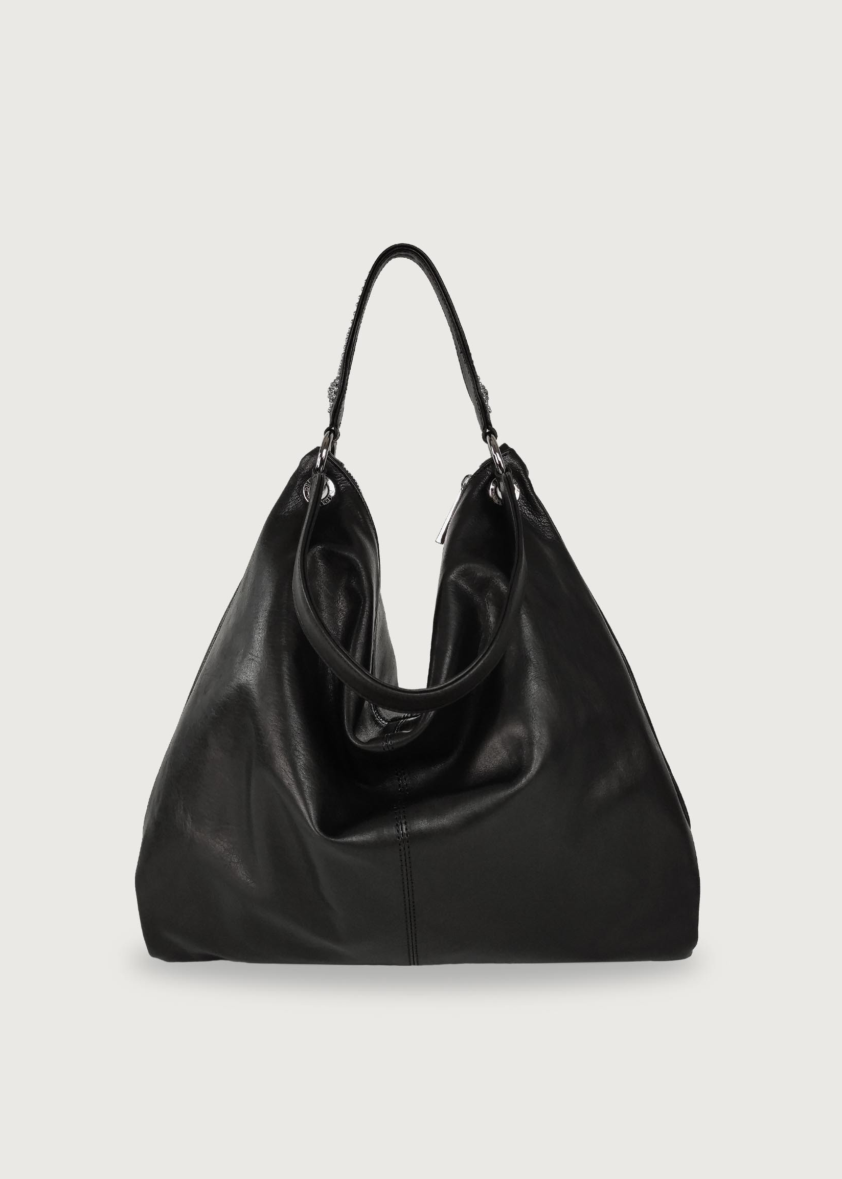 Borsa Ewa nera a spalla in pelle morbida EWA PLUSBLACK BURANA LAB