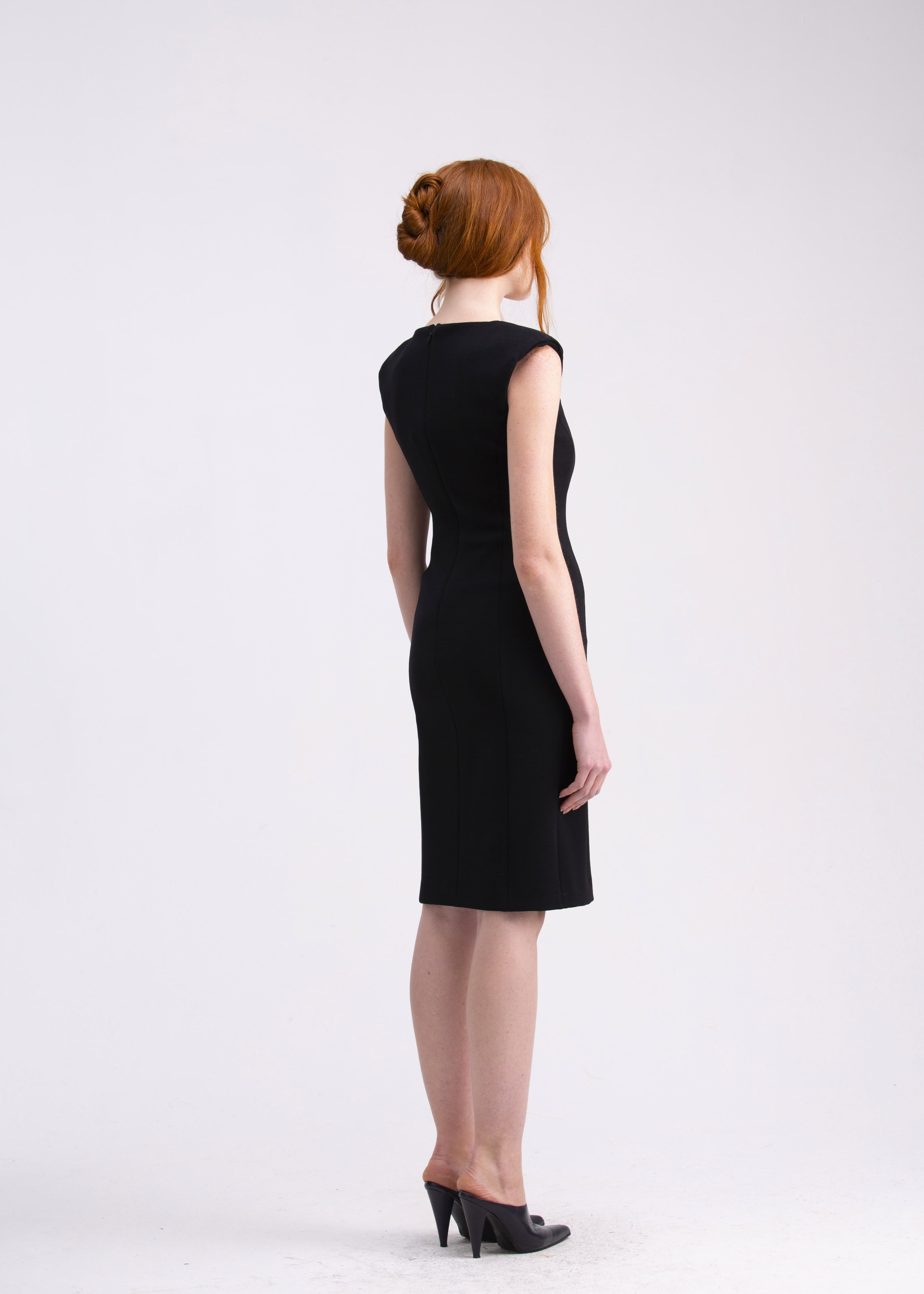 Abito aderente nero con spalline e scollo rotondo AB04ROA1028999 GENTE