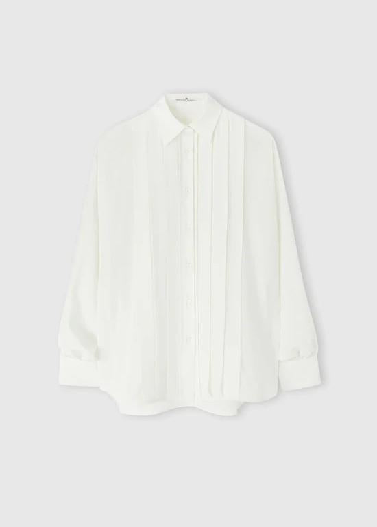 Camicia bianca in pura seta con pieghe frontali D472K310VKX10602 ERMANNO SCERVINO