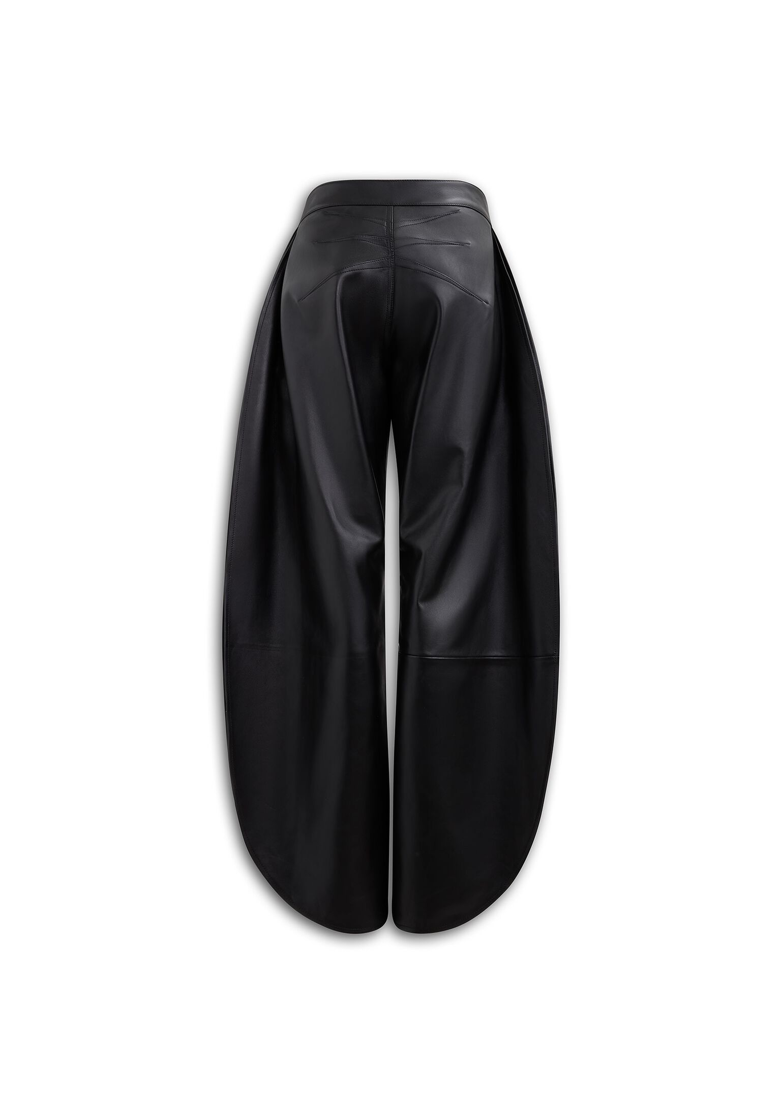 Pantaloni a petalo neri in pelle d'agnello AA9P0253C228A995 ALAÏA