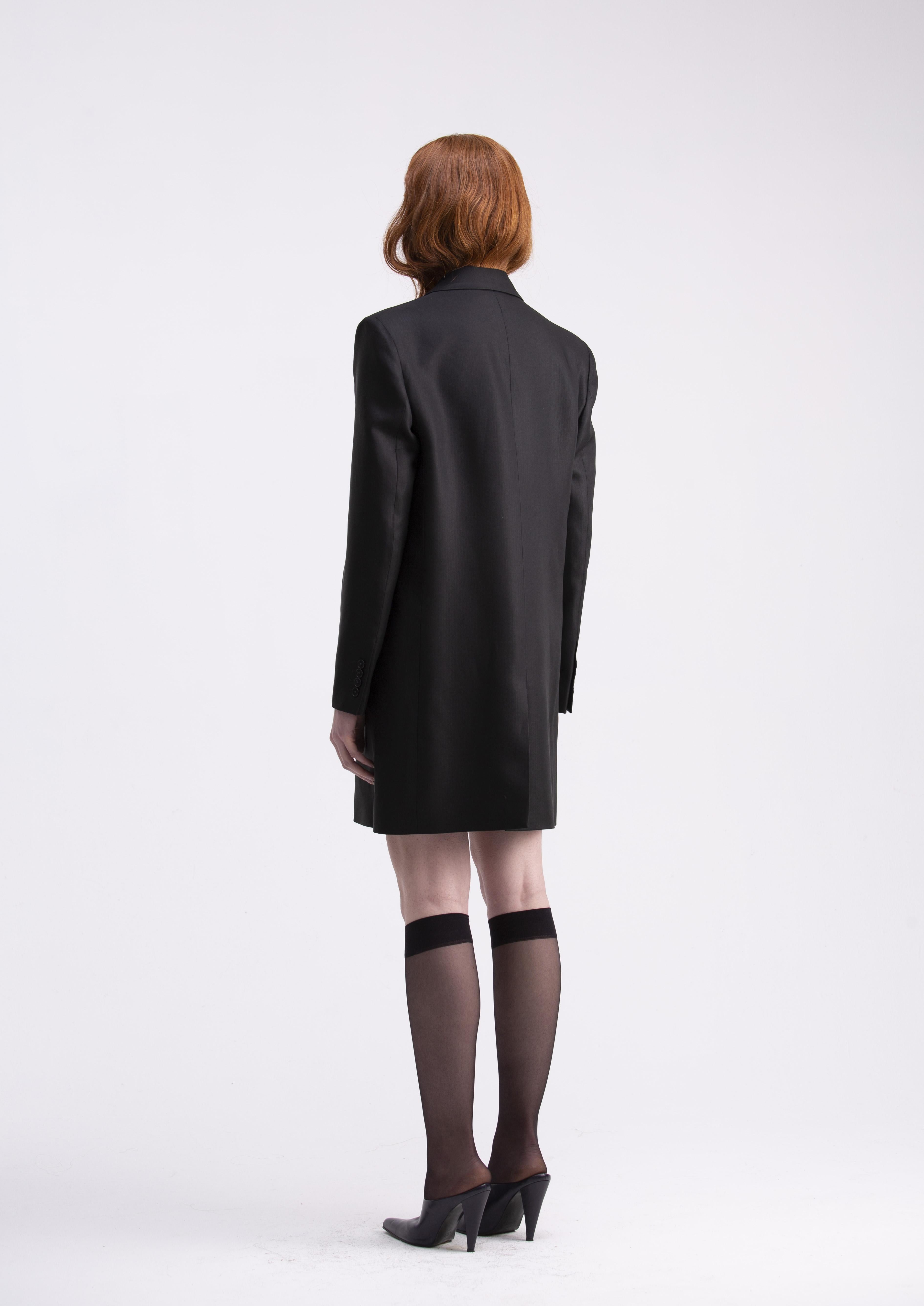 Giacca-Abito doppiopetto nera lucida a righe GC12ROA1032999 GENTE